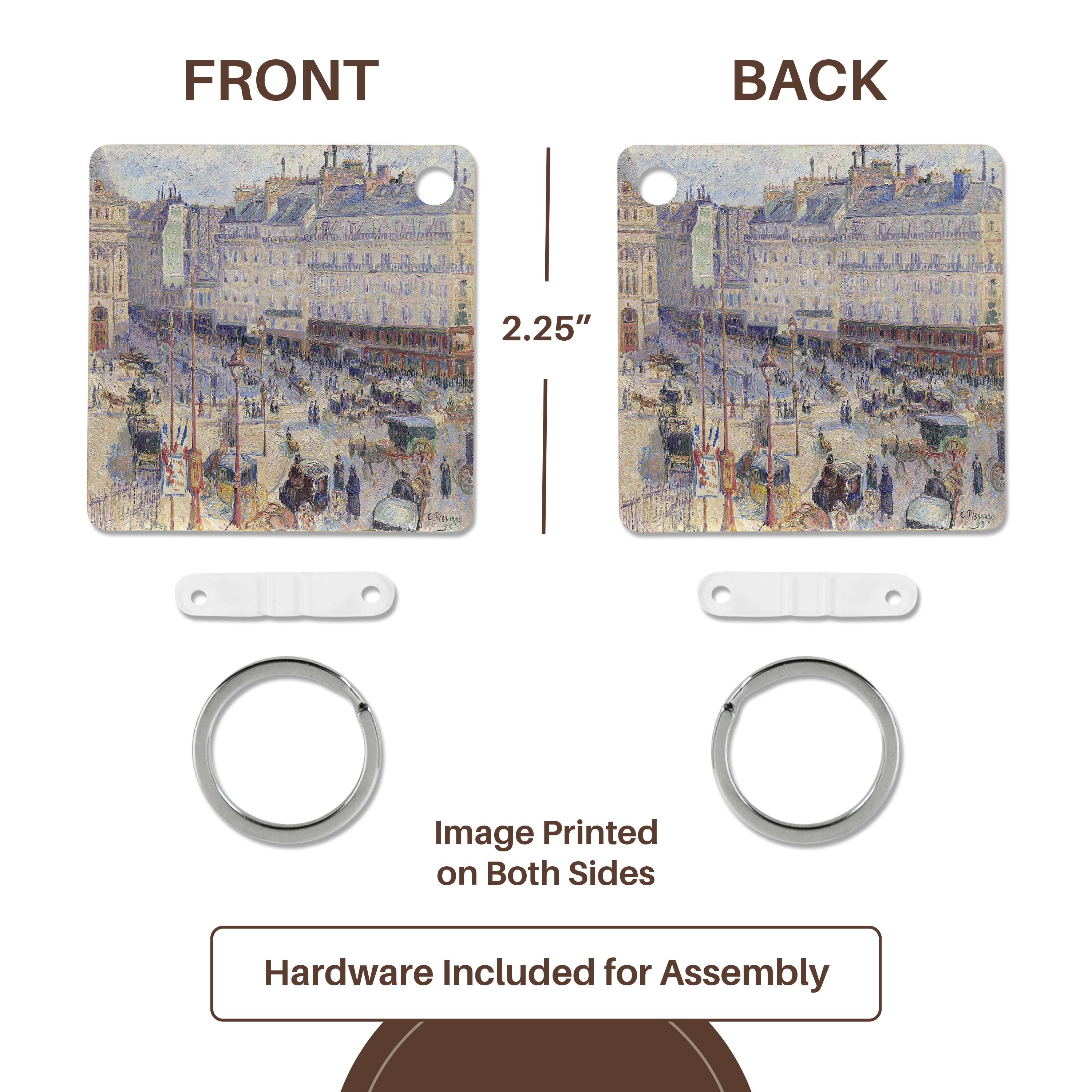 Key Chain - USPD Image of Boulevard Montmare French Impressionism City Street lens Art by Florene - Impressioinist C Pissarro
