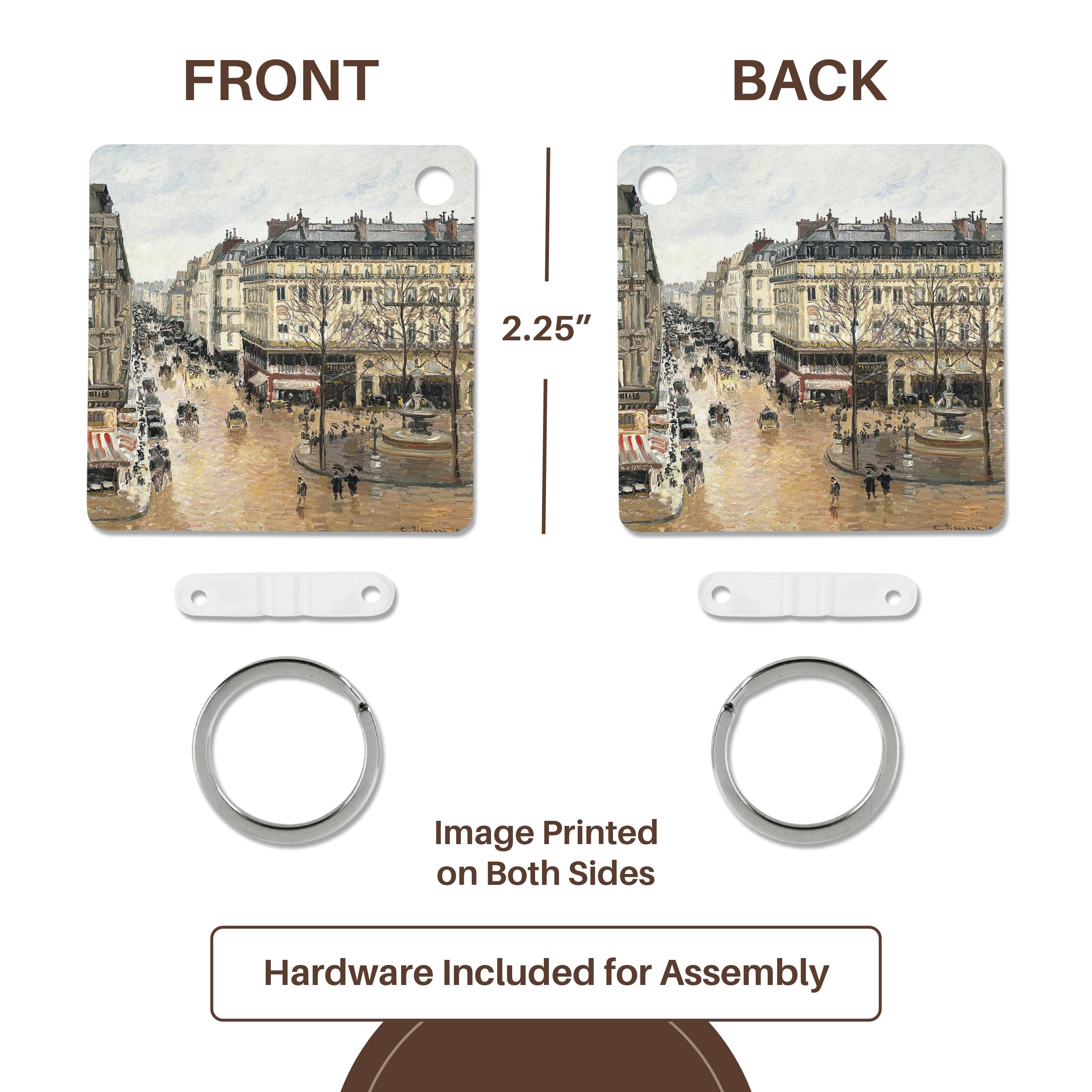 Key Chain - USPD Image of French Painting Rainy Boulevard Camille Pissarro lens Art by Florene - Impressioinist C Pissarro