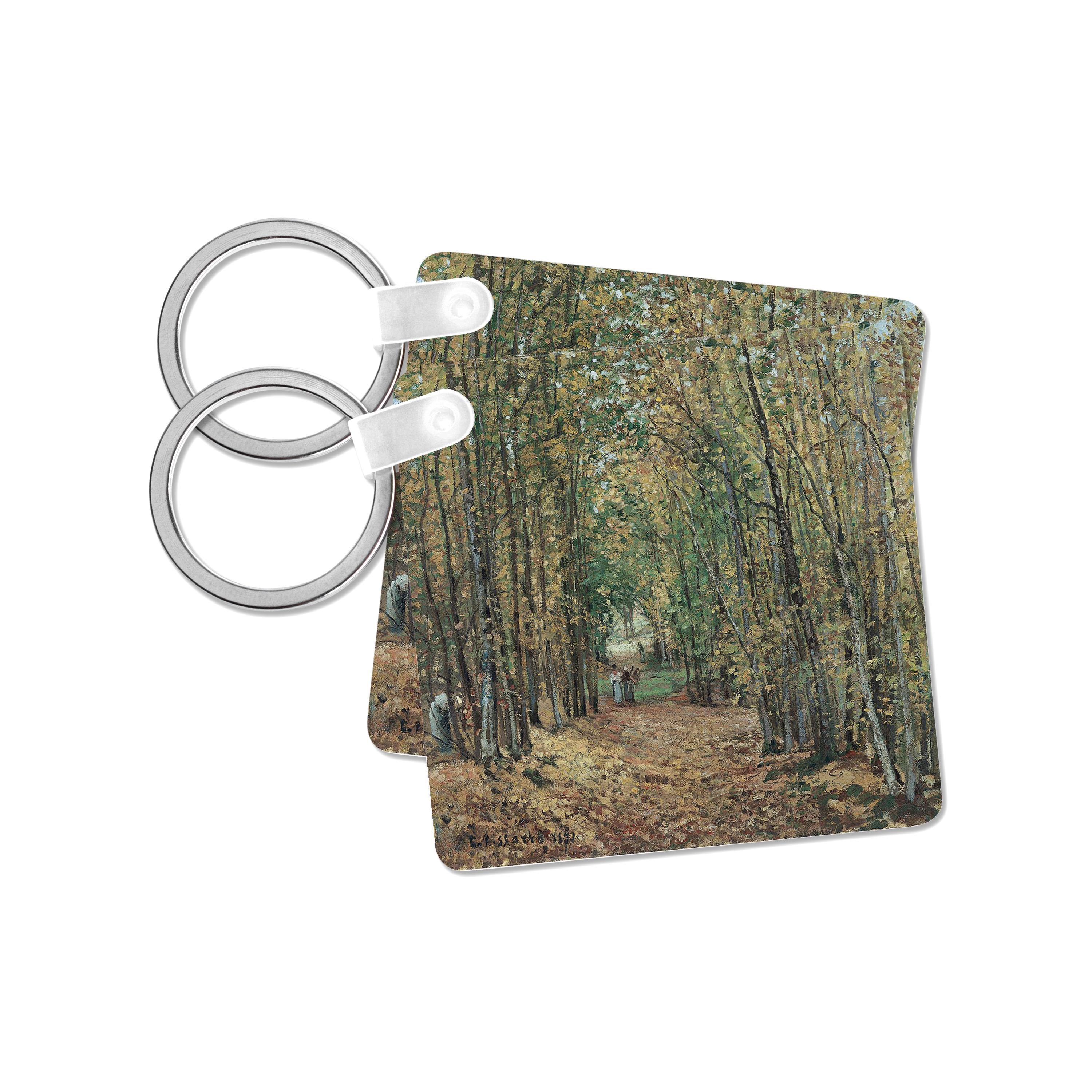 Key Chain - USPD Image of Famous Impressionist Pissarro Painting The Woods lens Art by Florene - Impressioinist C Pissarro