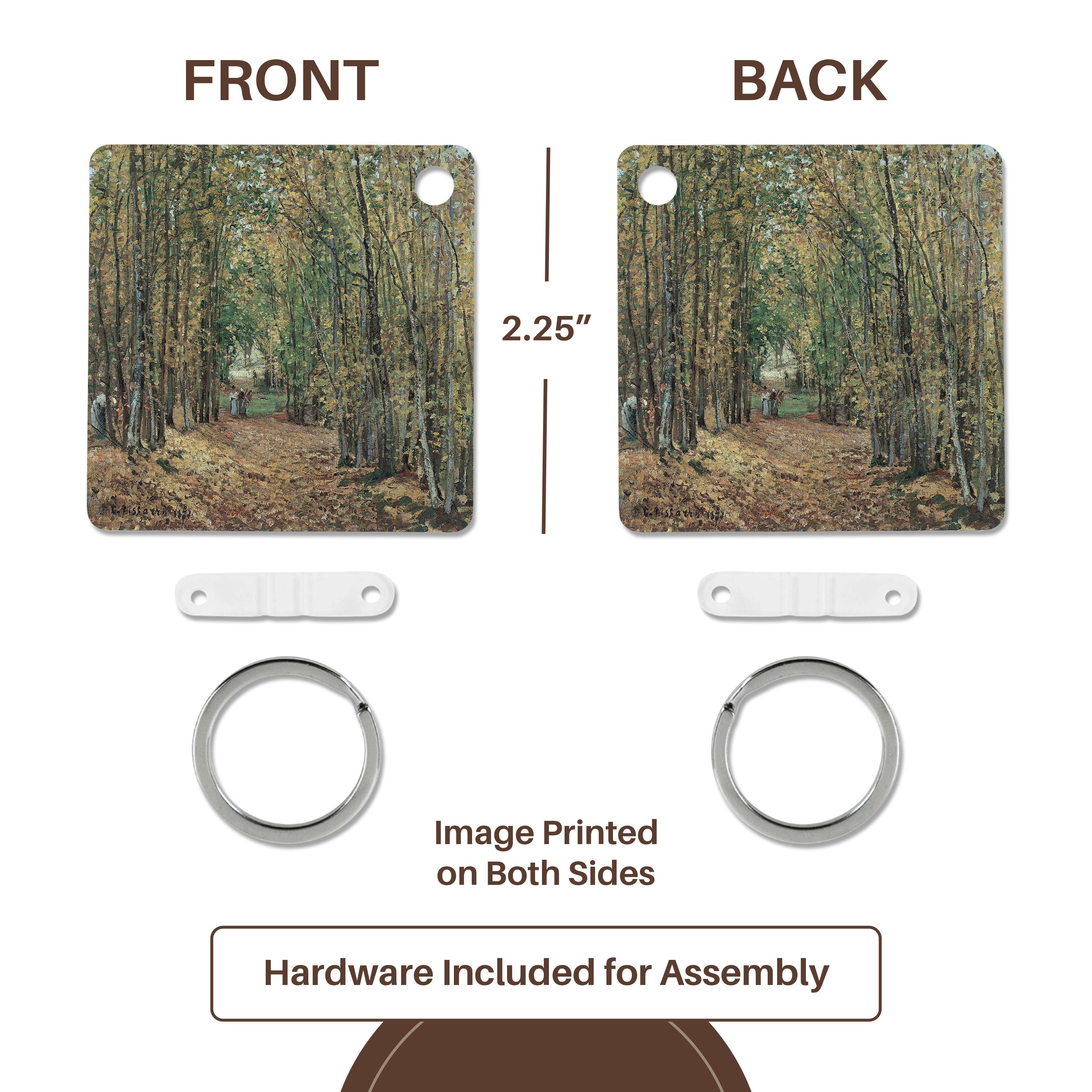 Key Chain - USPD Image of Famous Impressionist Pissarro Painting The Woods lens Art by Florene - Impressioinist C Pissarro