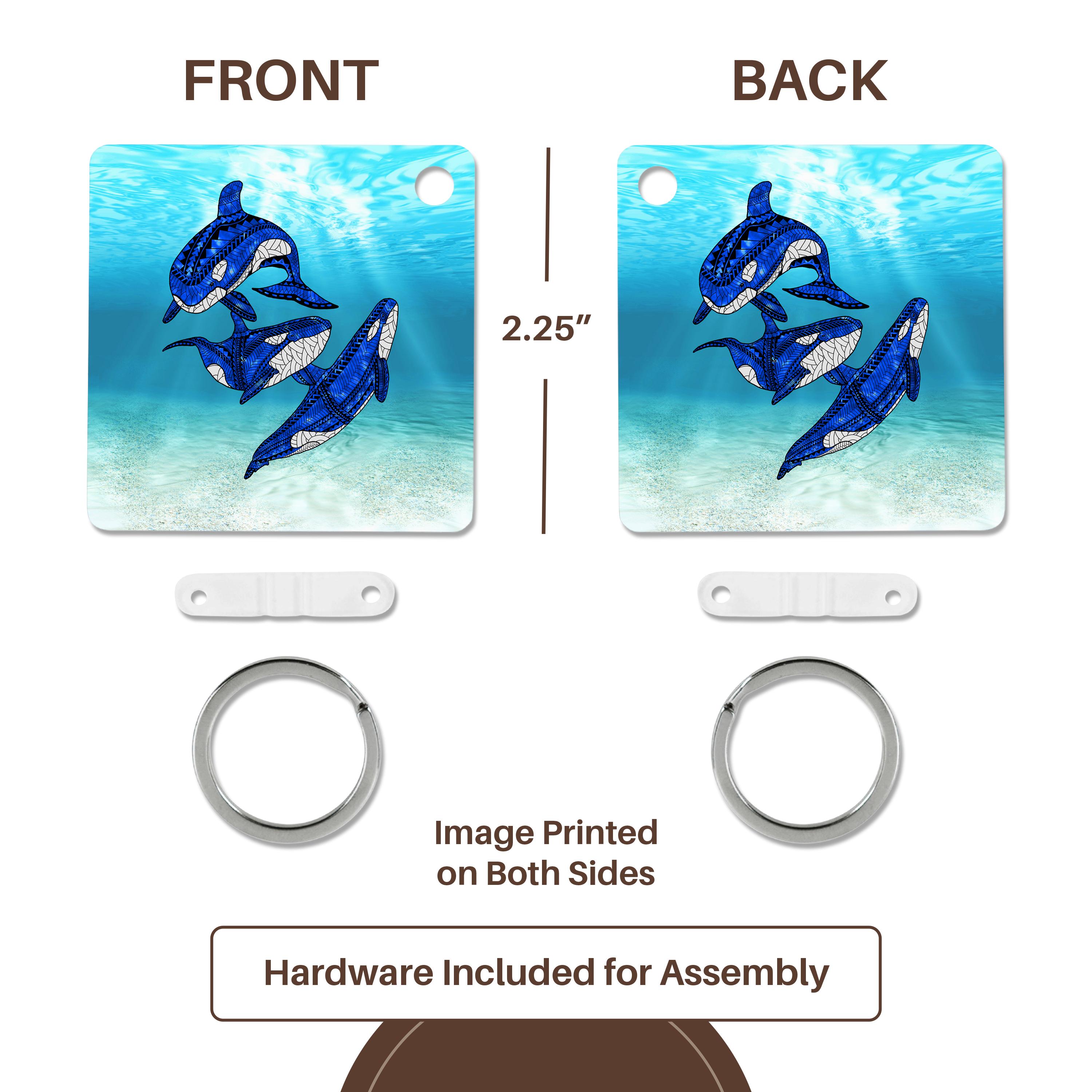 Key Chain - Three killer whales tribal art of orcas swimming underwater. Creative Studios – Tribal Ocean Animals