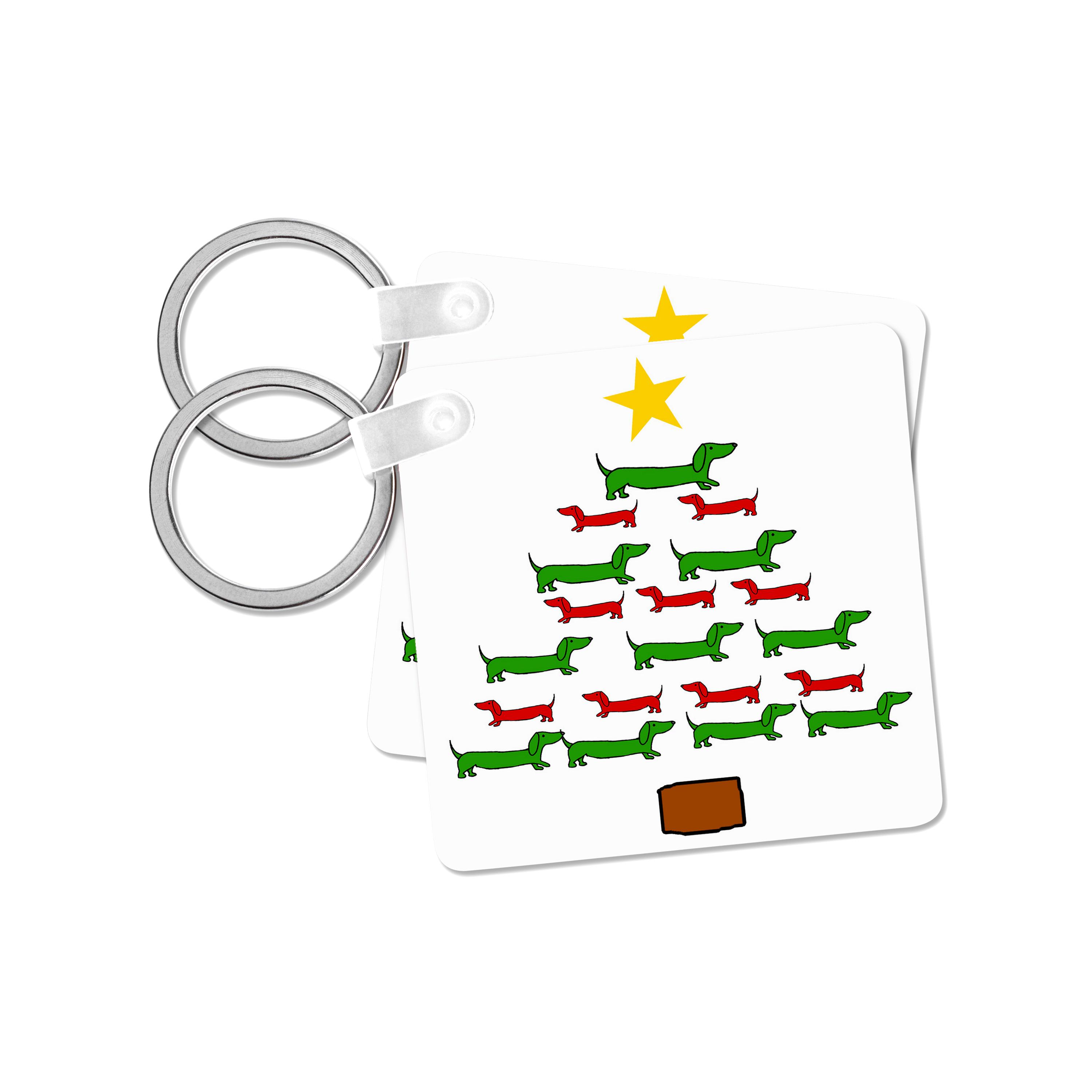 3dRose, Funny Cute Dachshund Puppy Dog Christmas Tree Holiday Cartoon, Key Chain - Bild 22 von 28