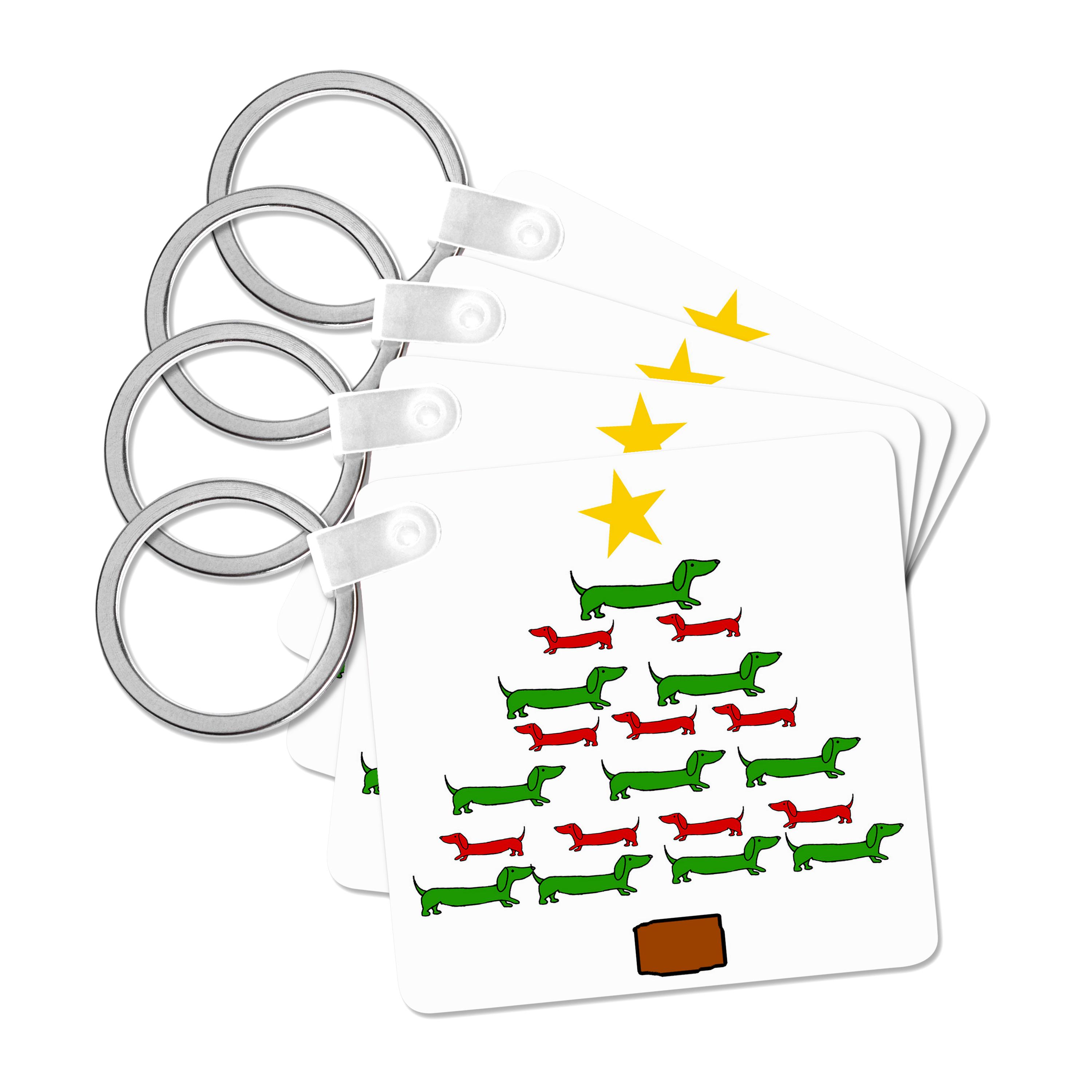 3dRose, Funny Cute Dachshund Puppy Dog Christmas Tree Holiday Cartoon, Key Chain - Bild 8 von 28