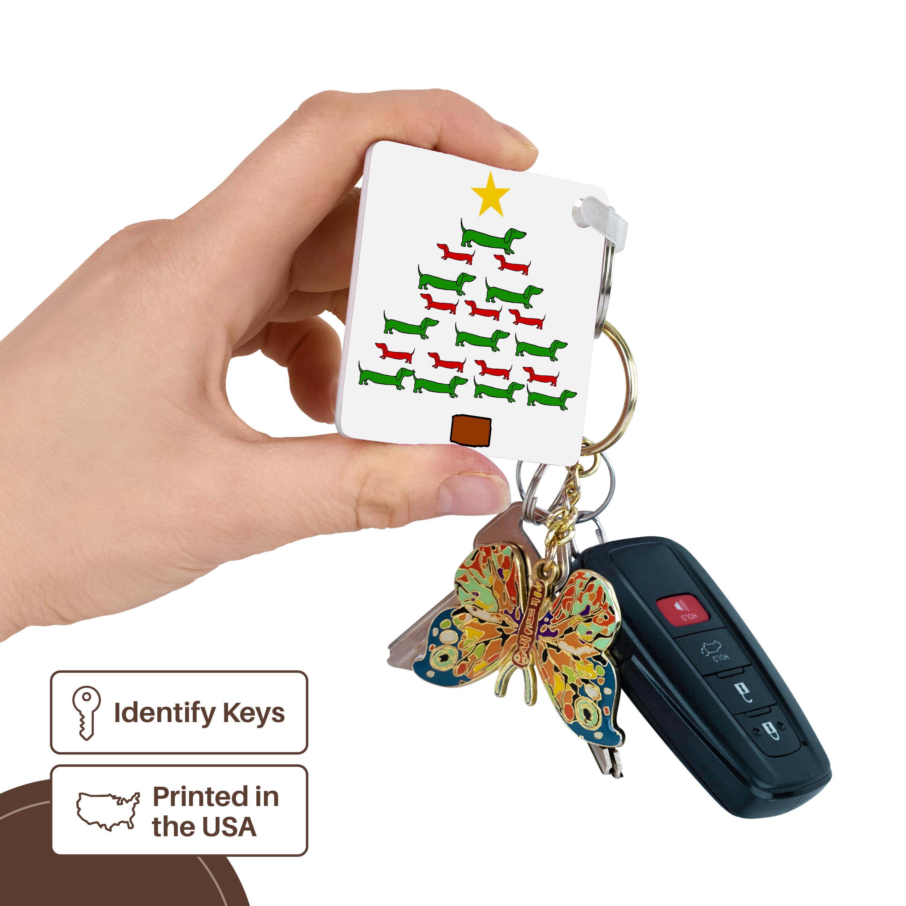 3dRose, Funny Cute Dachshund Puppy Dog Christmas Tree Holiday Cartoon, Key Chain - Bild 10 von 28