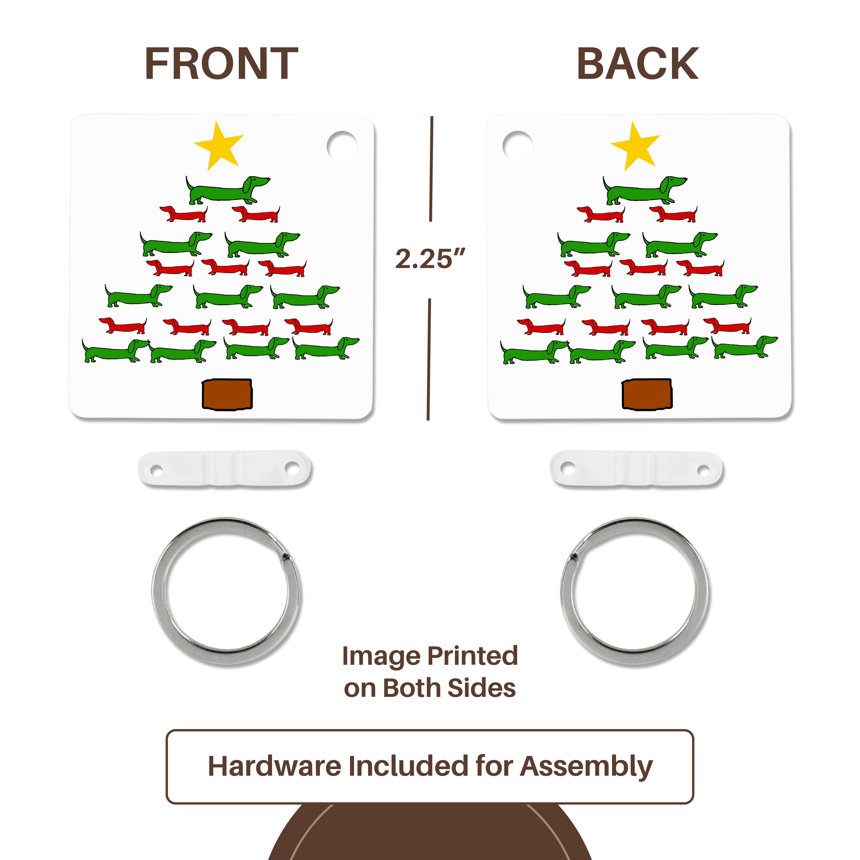 3dRose, Funny Cute Dachshund Puppy Dog Christmas Tree Holiday Cartoon, Key Chain - Bild 12 von 28