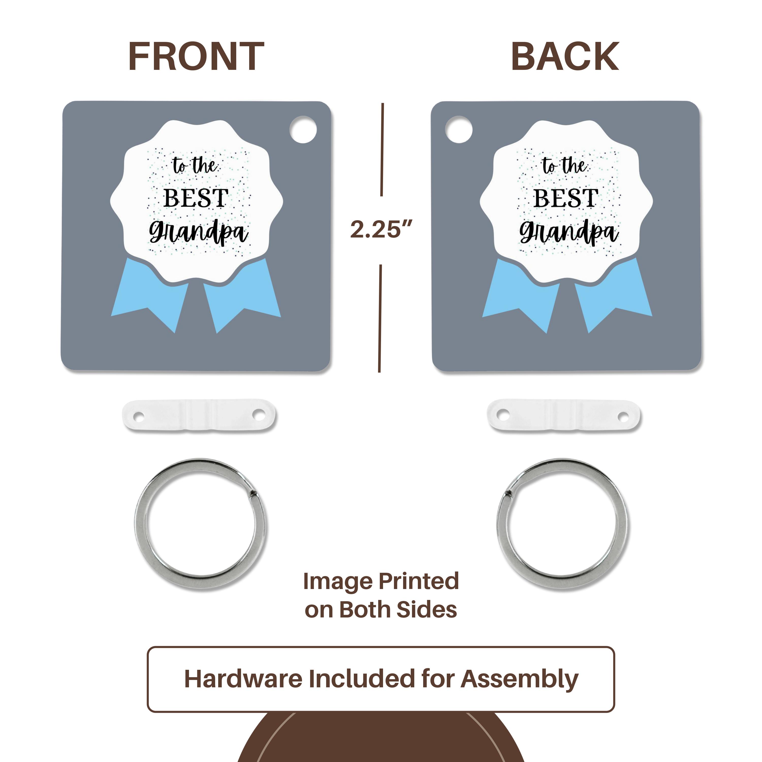 Key Chain - Image of a blue ribbon with a text to the best grandpa s Collection about fathers day