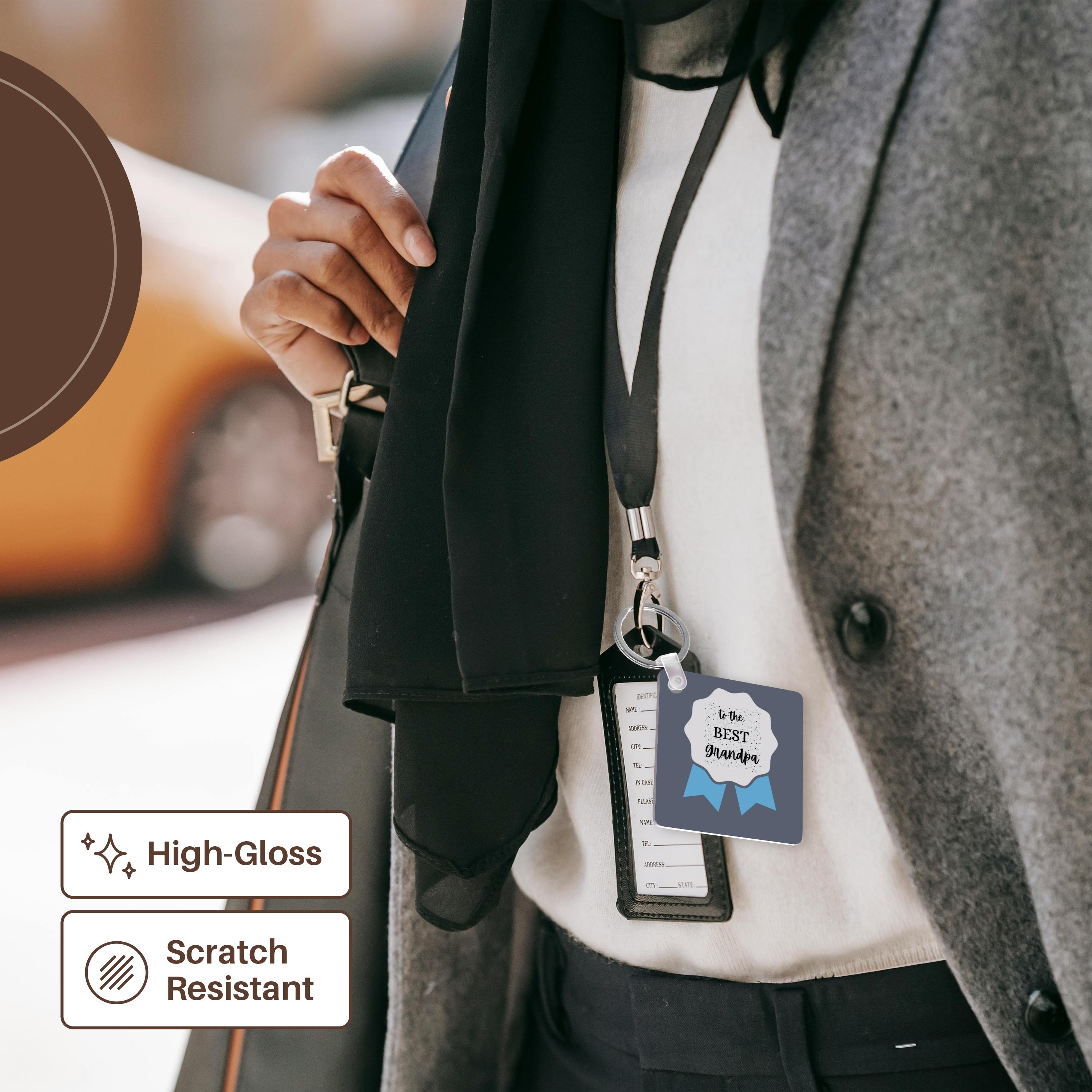 Key Chain - Image of a blue ribbon with a text to the best grandpa s Collection about fathers day