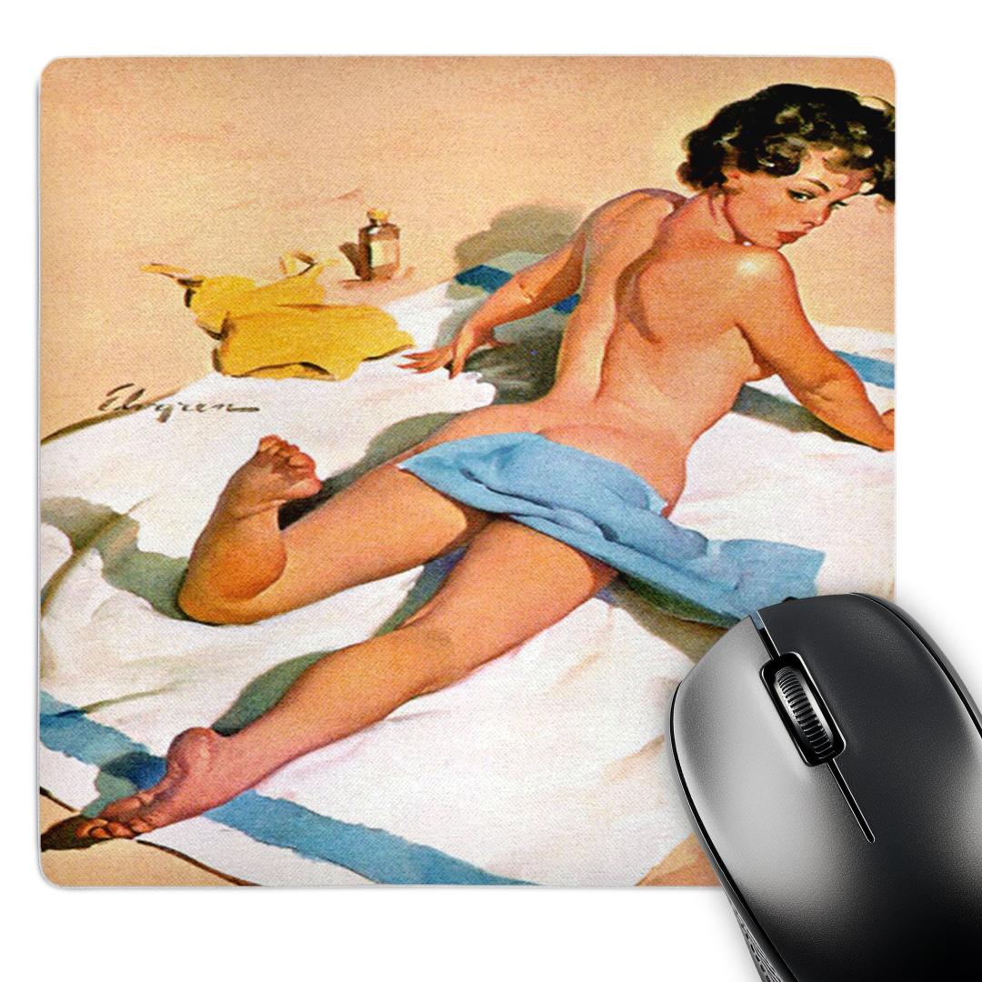 3dRose, Print of Elvgren Pinup Oops At Beach With Puppy, Mouse Pad - Picture 8 of 14
