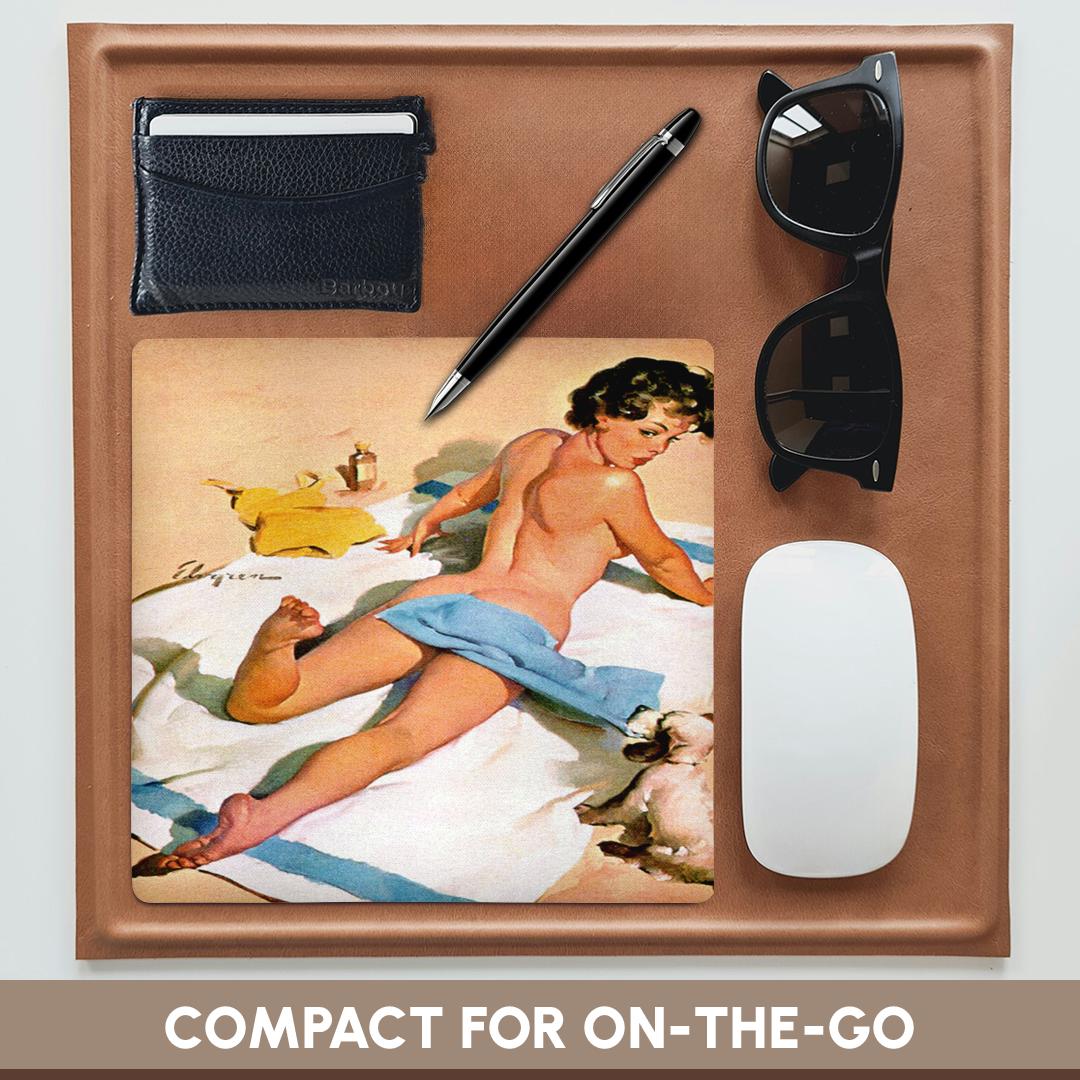 3dRose, Print of Elvgren Pinup Oops At Beach With Puppy, Mouse Pad - Picture 11 of 14