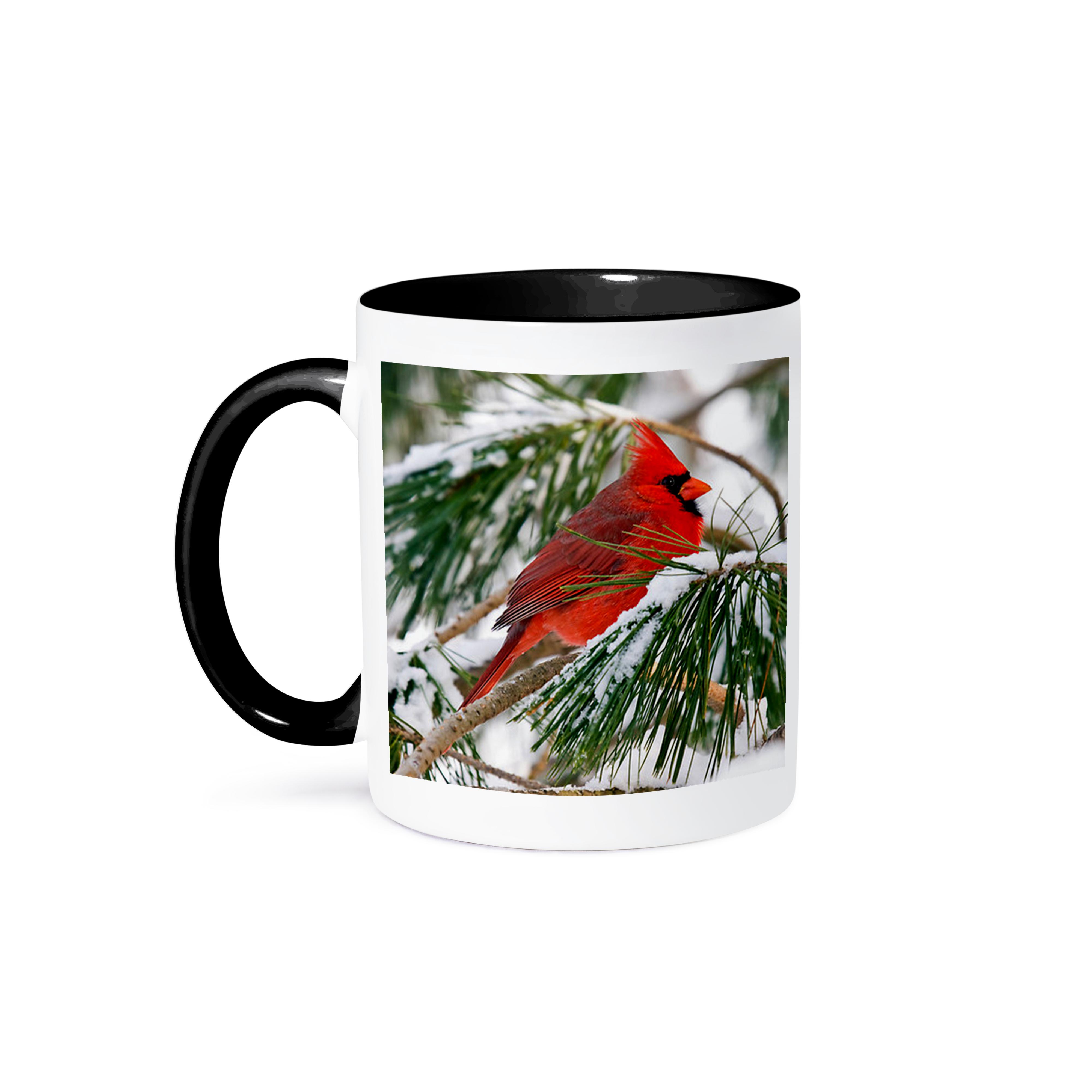 3dRose, Red and black cardinal perched in snowy pine tree, Mug - Bild 15 von 99