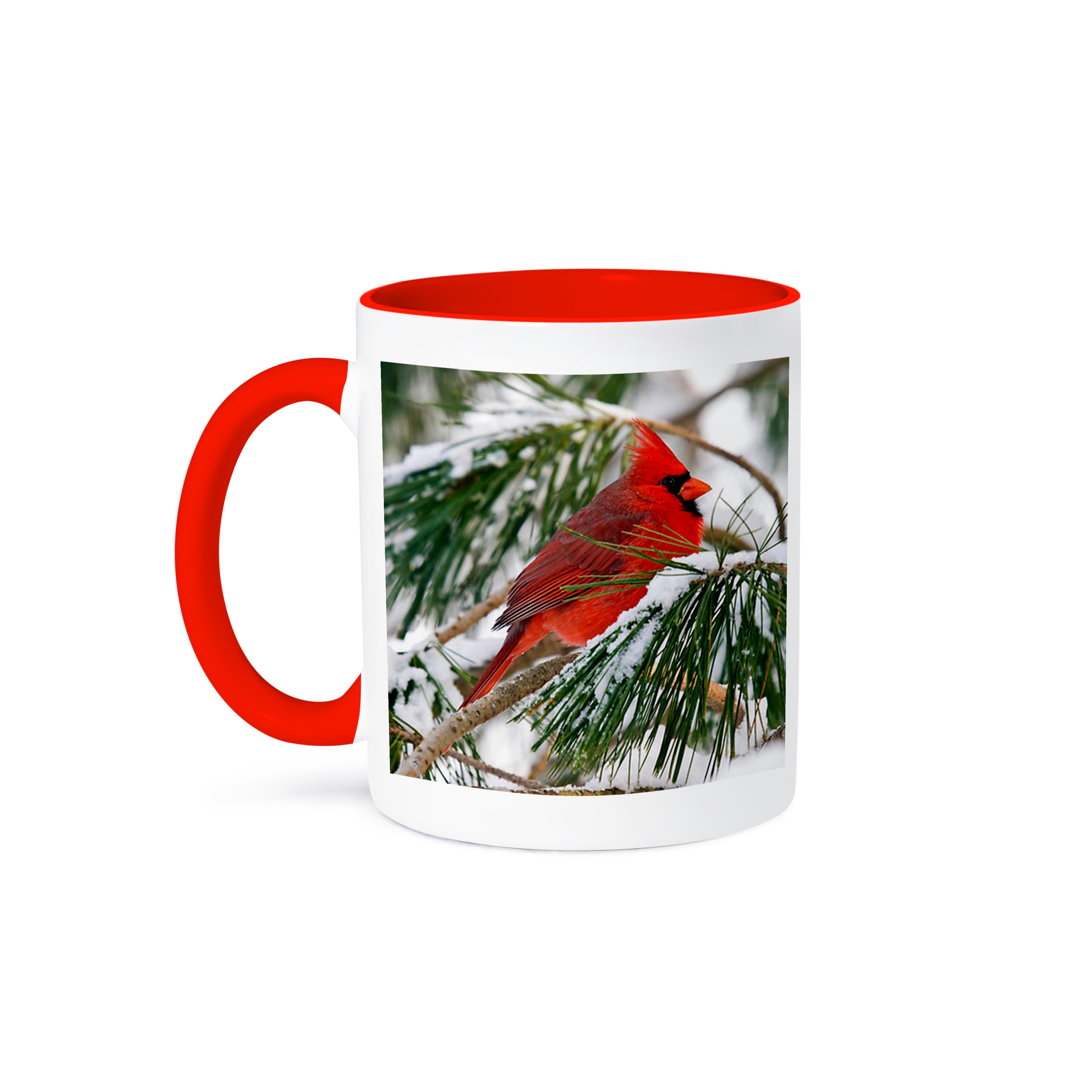 3dRose, Red and black cardinal perched in snowy pine tree, Mug - Bild 8 von 99