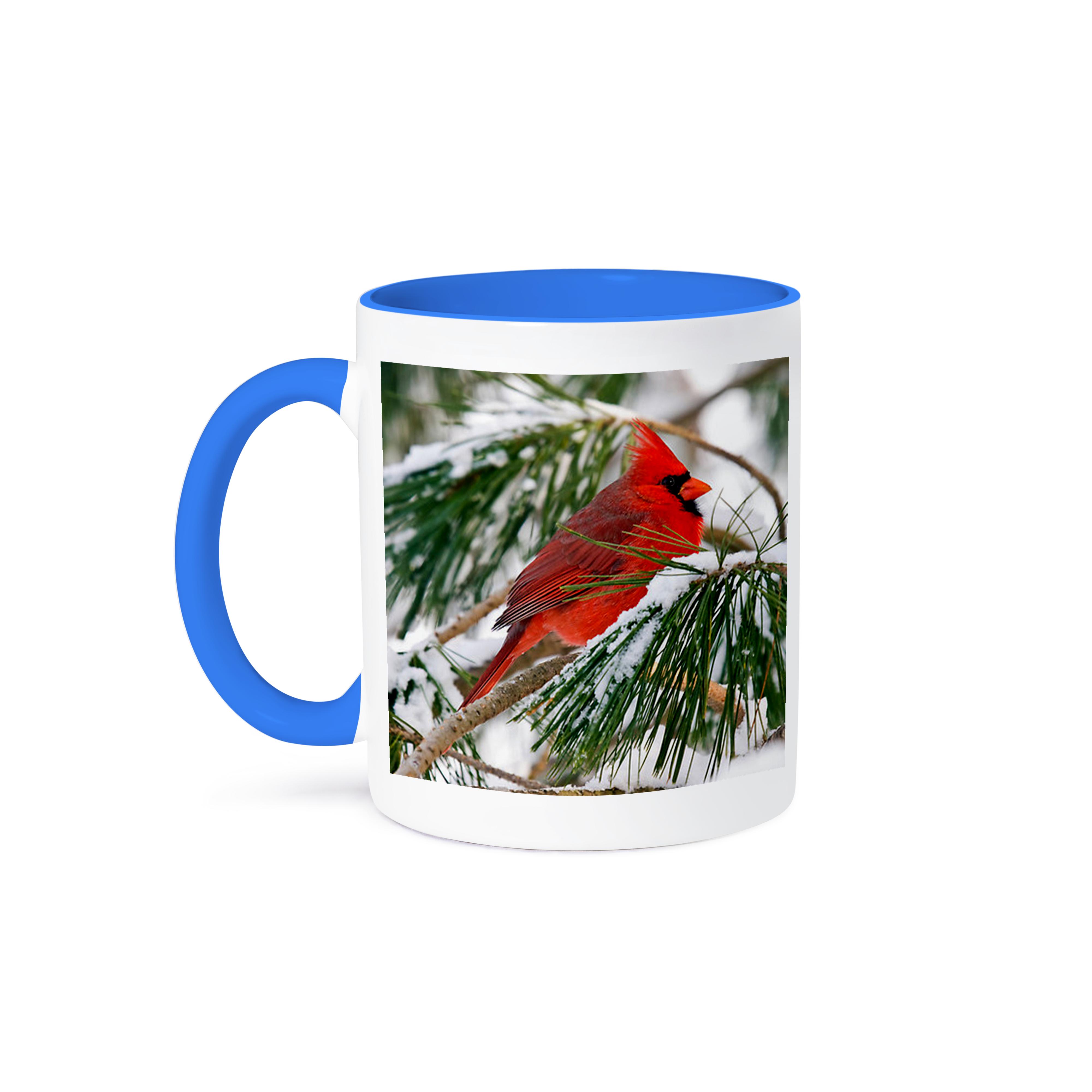 3dRose, Red and black cardinal perched in snowy pine tree, Mug - Bild 50 von 99