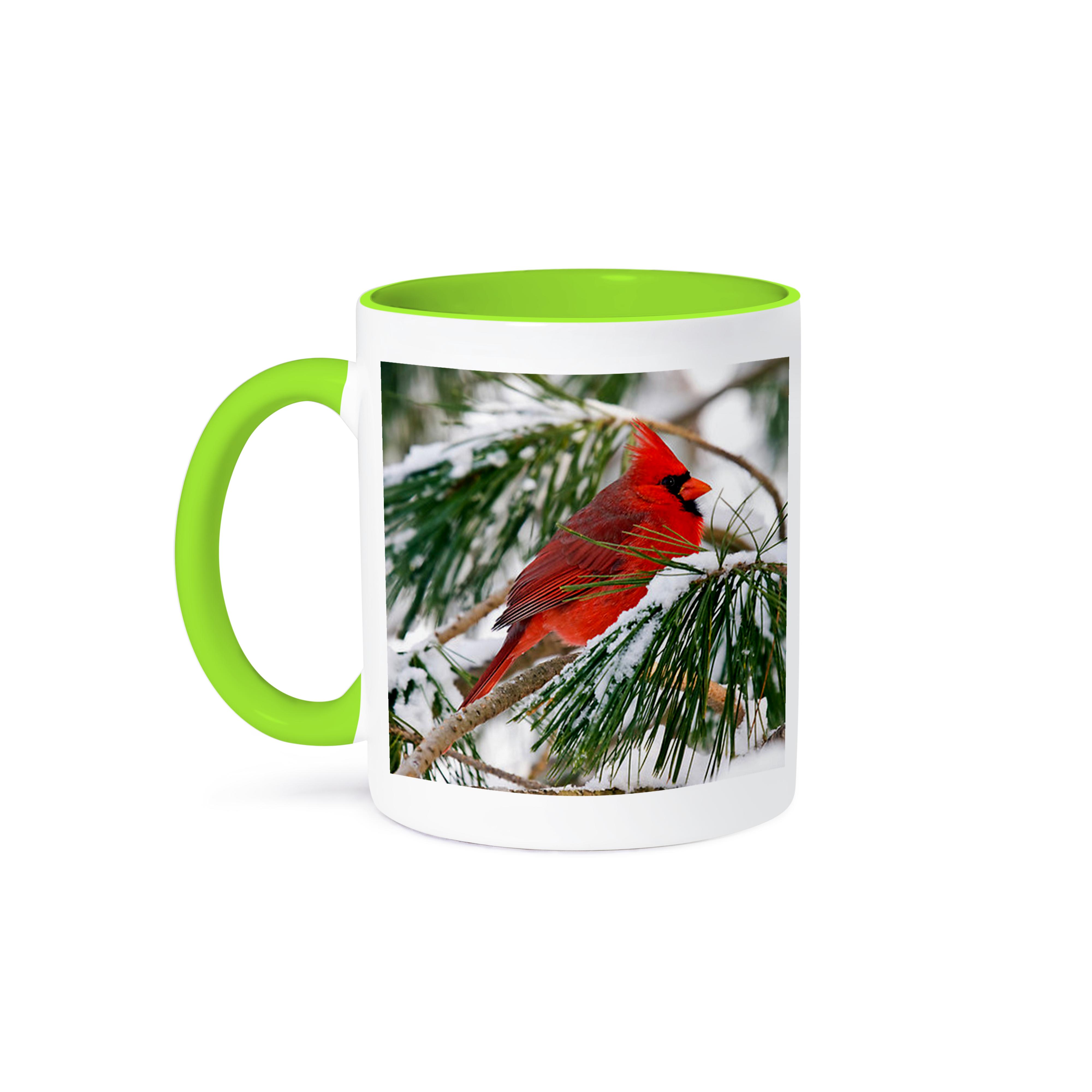 3dRose, Red and black cardinal perched in snowy pine tree, Mug - Bild 79 von 99