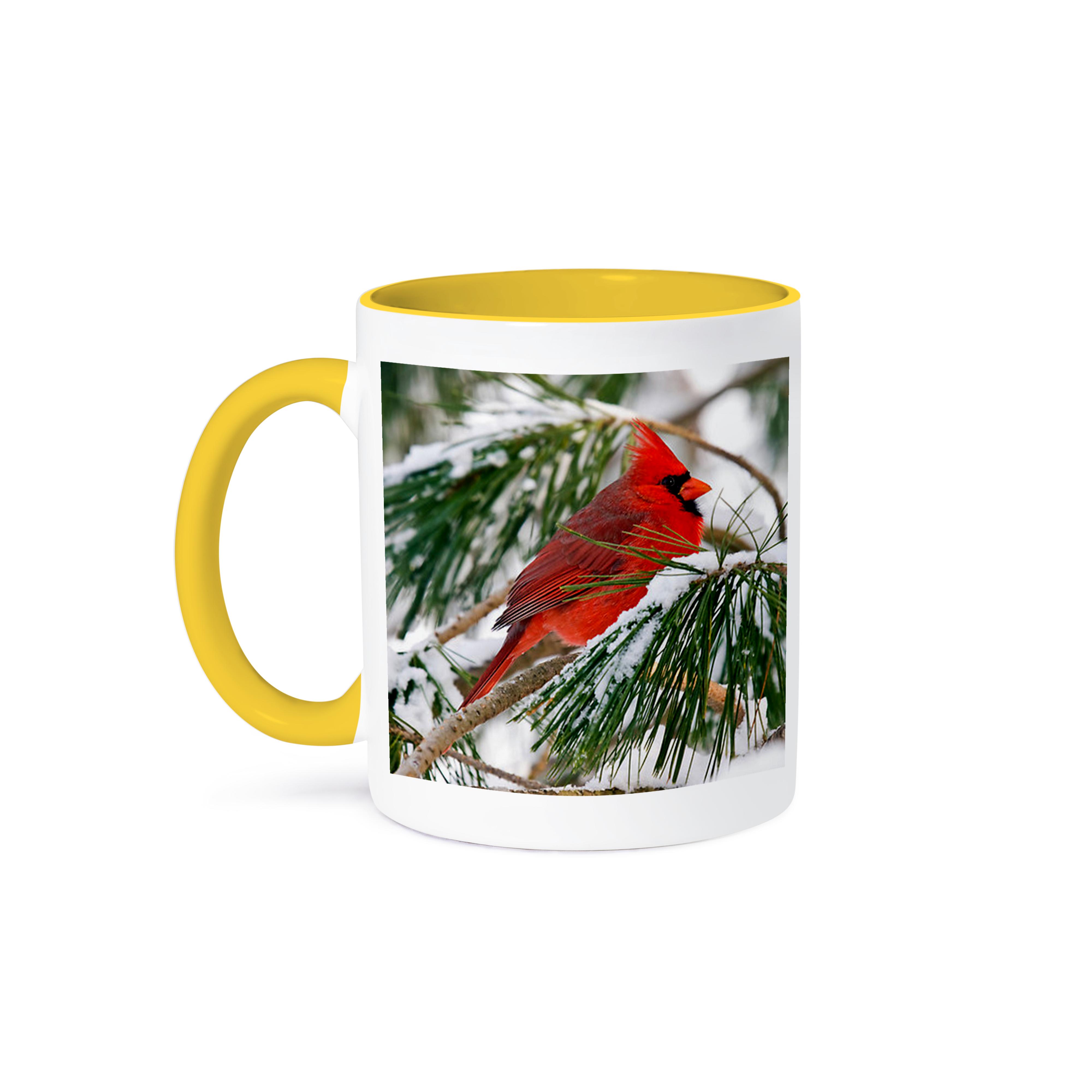 3dRose, Red and black cardinal perched in snowy pine tree, Mug - Bild 36 von 99