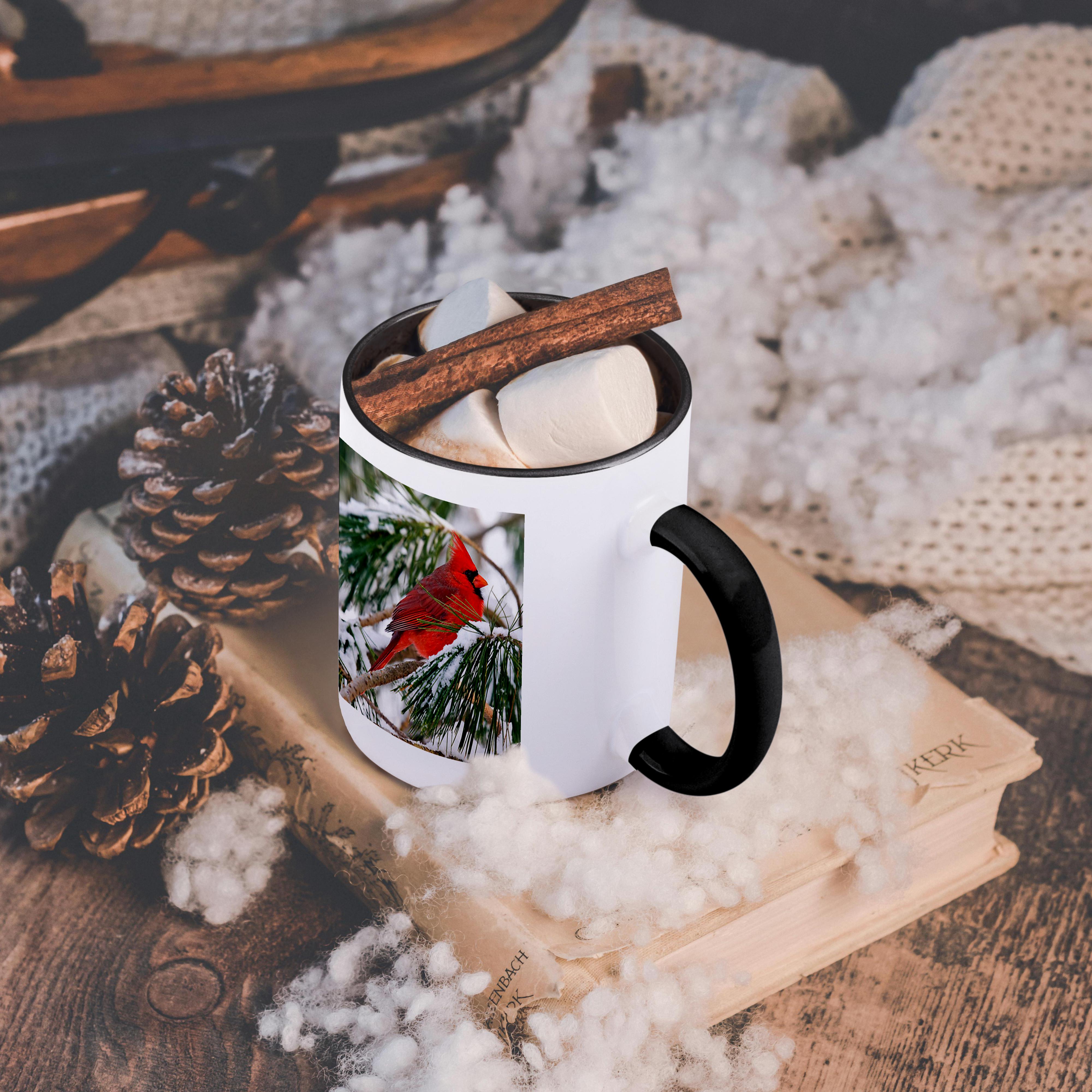 3dRose, Red and black cardinal perched in snowy pine tree, Mug - Bild 19 von 99