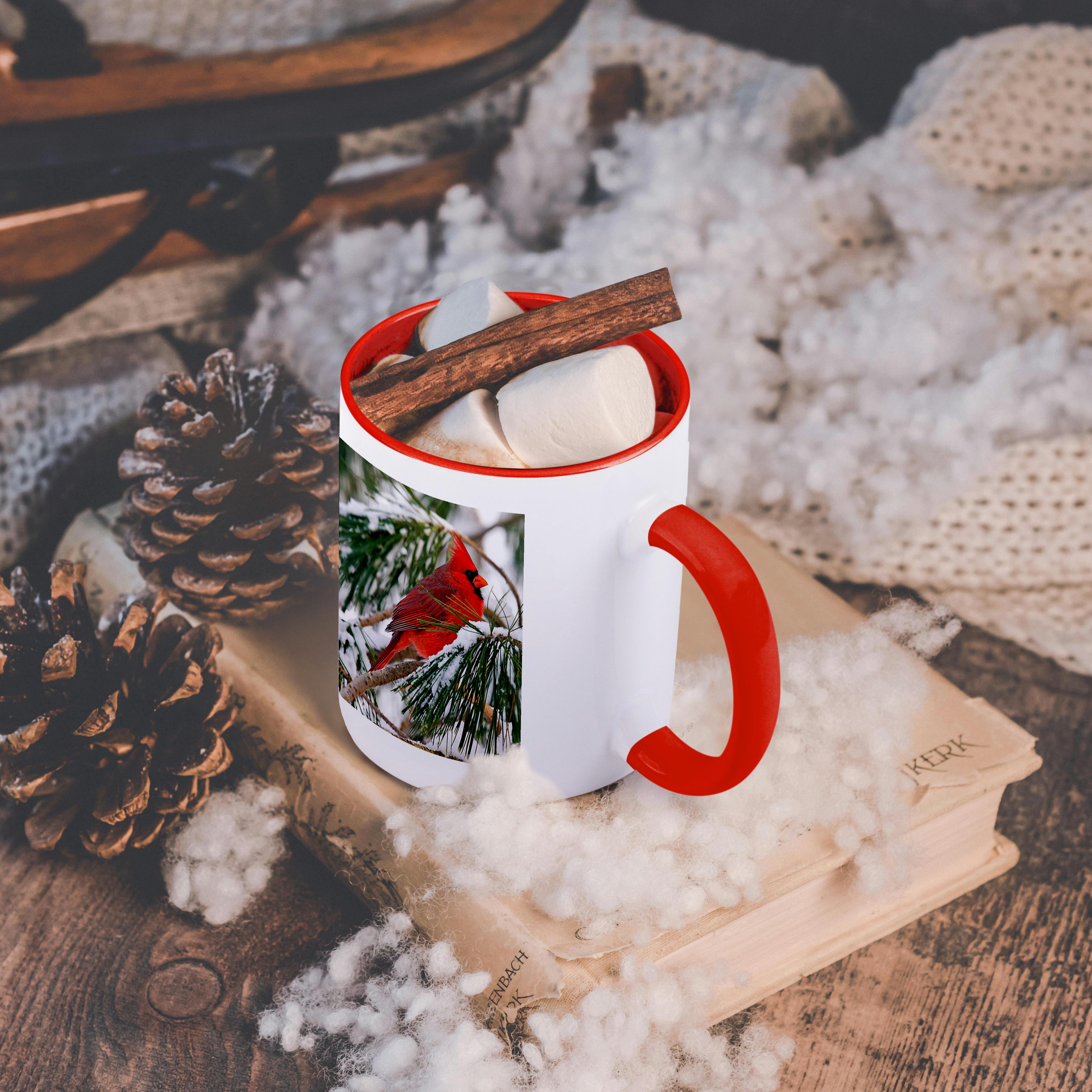 3dRose, Red and black cardinal perched in snowy pine tree, Mug - Bild 12 von 99