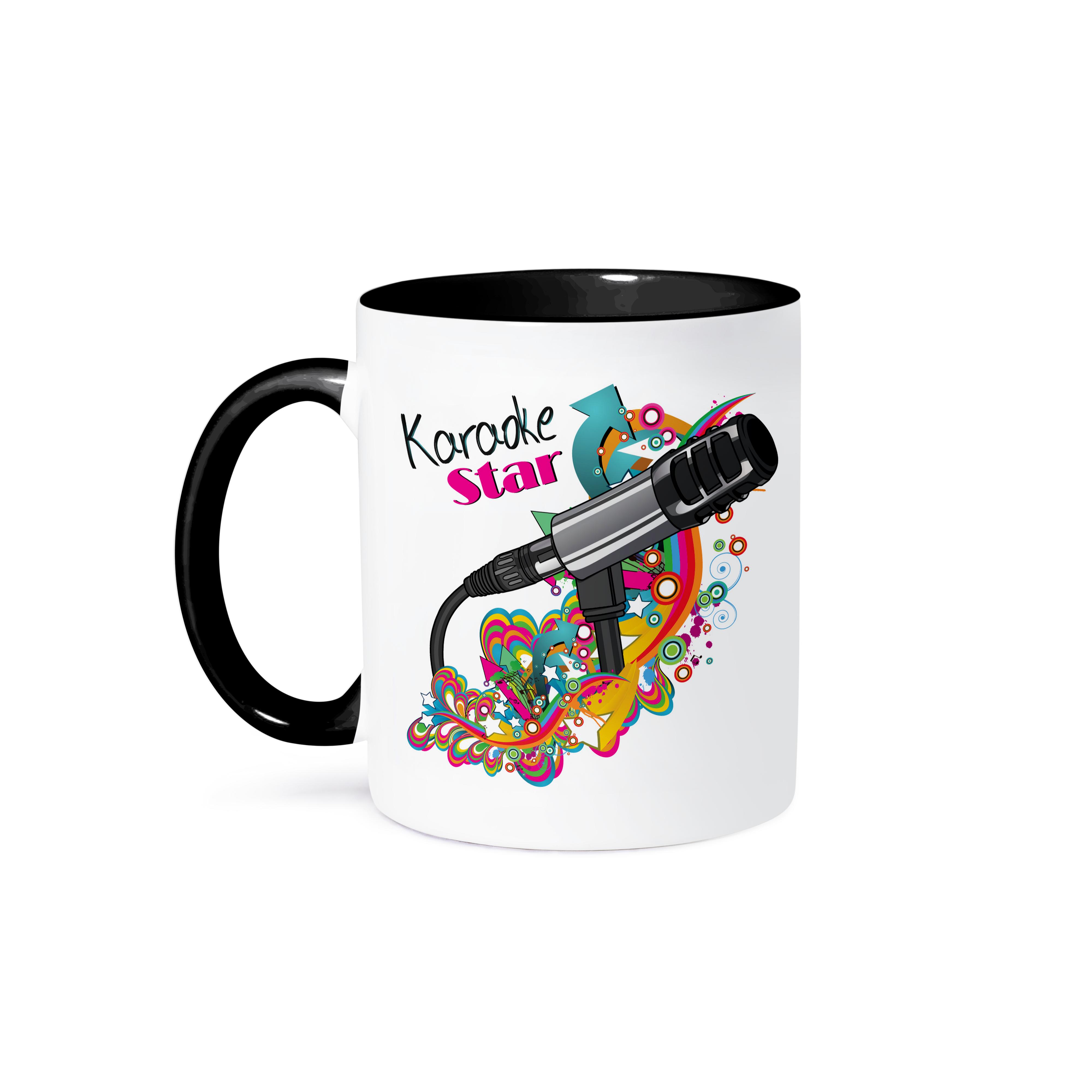 3dRose, Karaoke Star Singer Mondern Colorful Pop Art Vector Mic Microphone, Mug