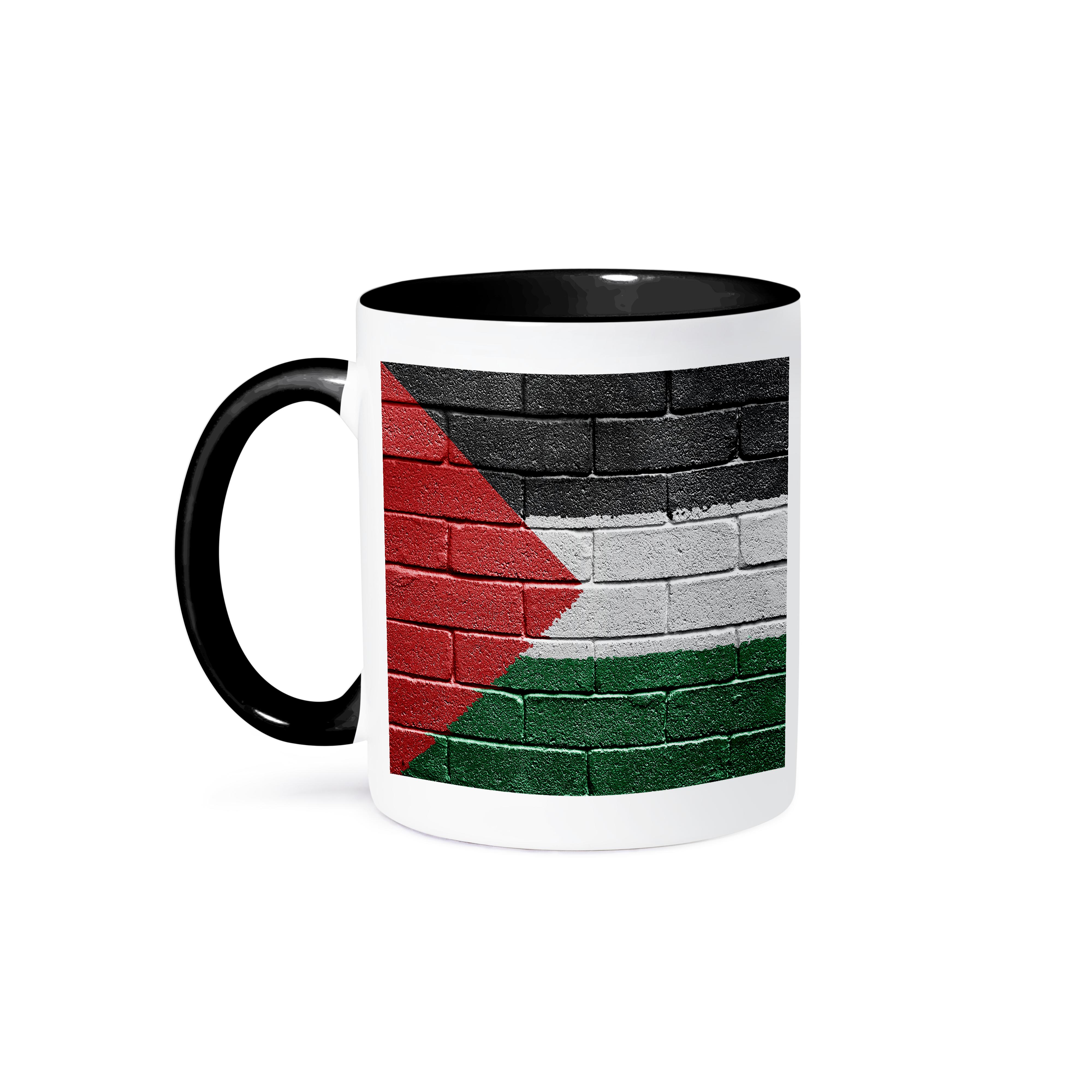 3dRose, bandiera nazionale della Palestina dipinta su un muro di mattoni palestinese, tazza - Foto 15 di 99