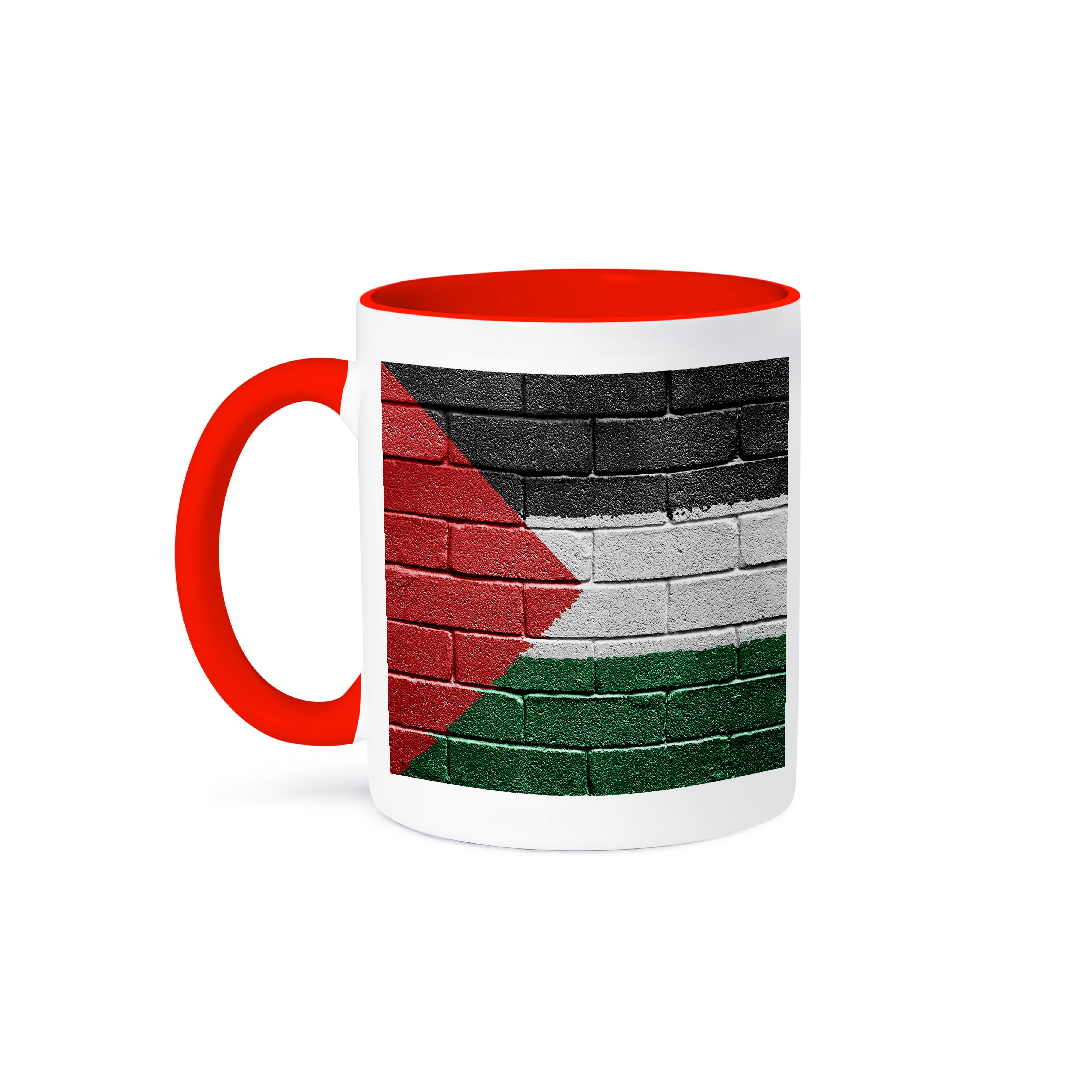3dRose, bandiera nazionale della Palestina dipinta su un muro di mattoni palestinese, tazza - Foto 8 di 99
