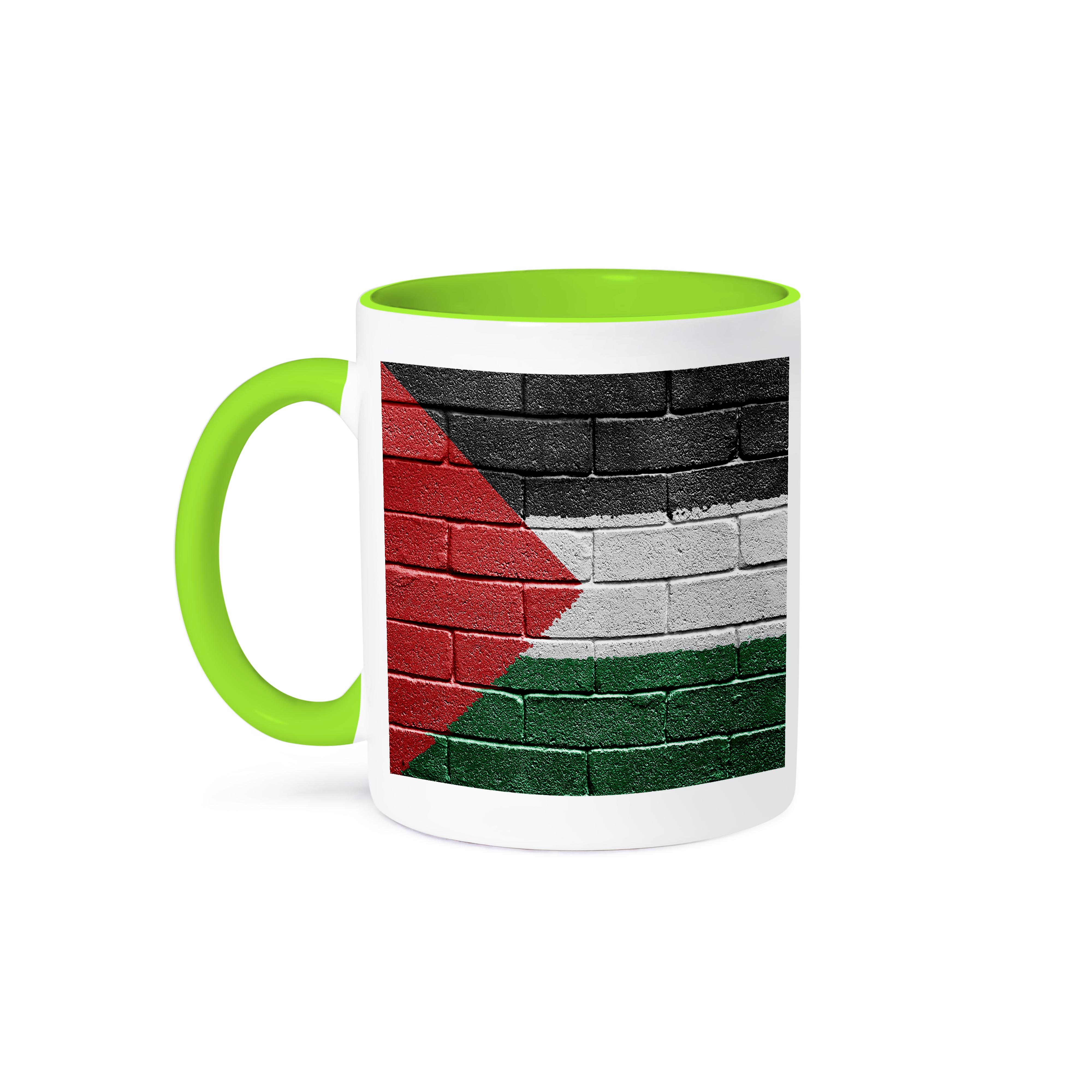 3dRose, bandiera nazionale della Palestina dipinta su un muro di mattoni palestinese, tazza - Foto 79 di 99