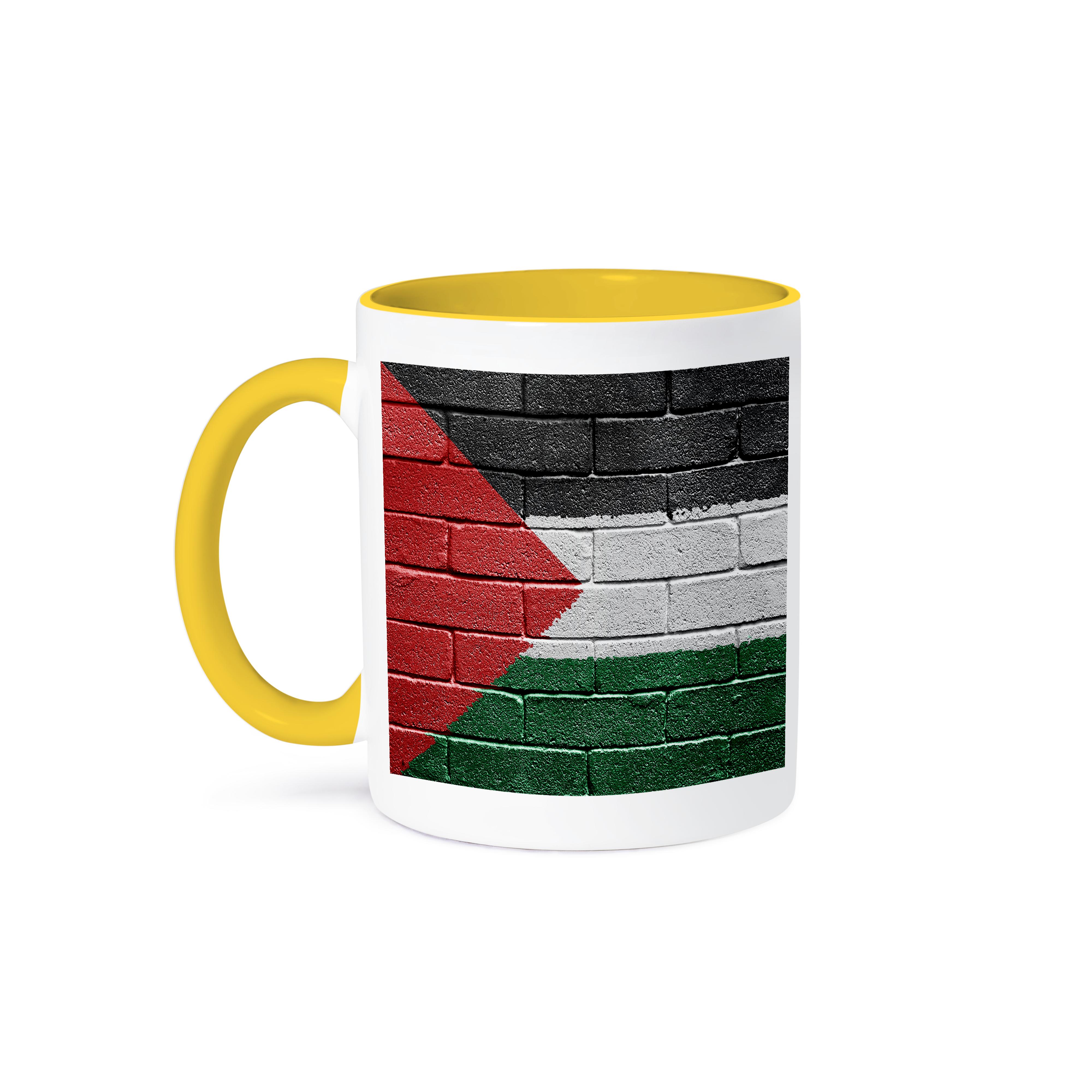 3dRose, bandiera nazionale della Palestina dipinta su un muro di mattoni palestinese, tazza - Foto 36 di 99