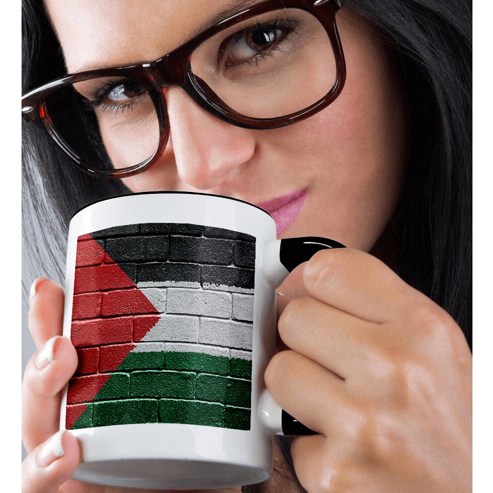 3dRose, bandiera nazionale della Palestina dipinta su un muro di mattoni palestinese, tazza - Foto 16 di 99