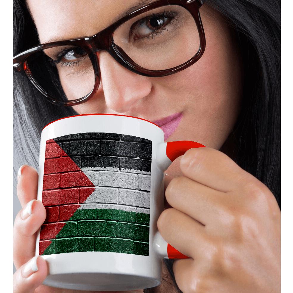 3dRose, bandiera nazionale della Palestina dipinta su un muro di mattoni palestinese, tazza - Foto 9 di 99