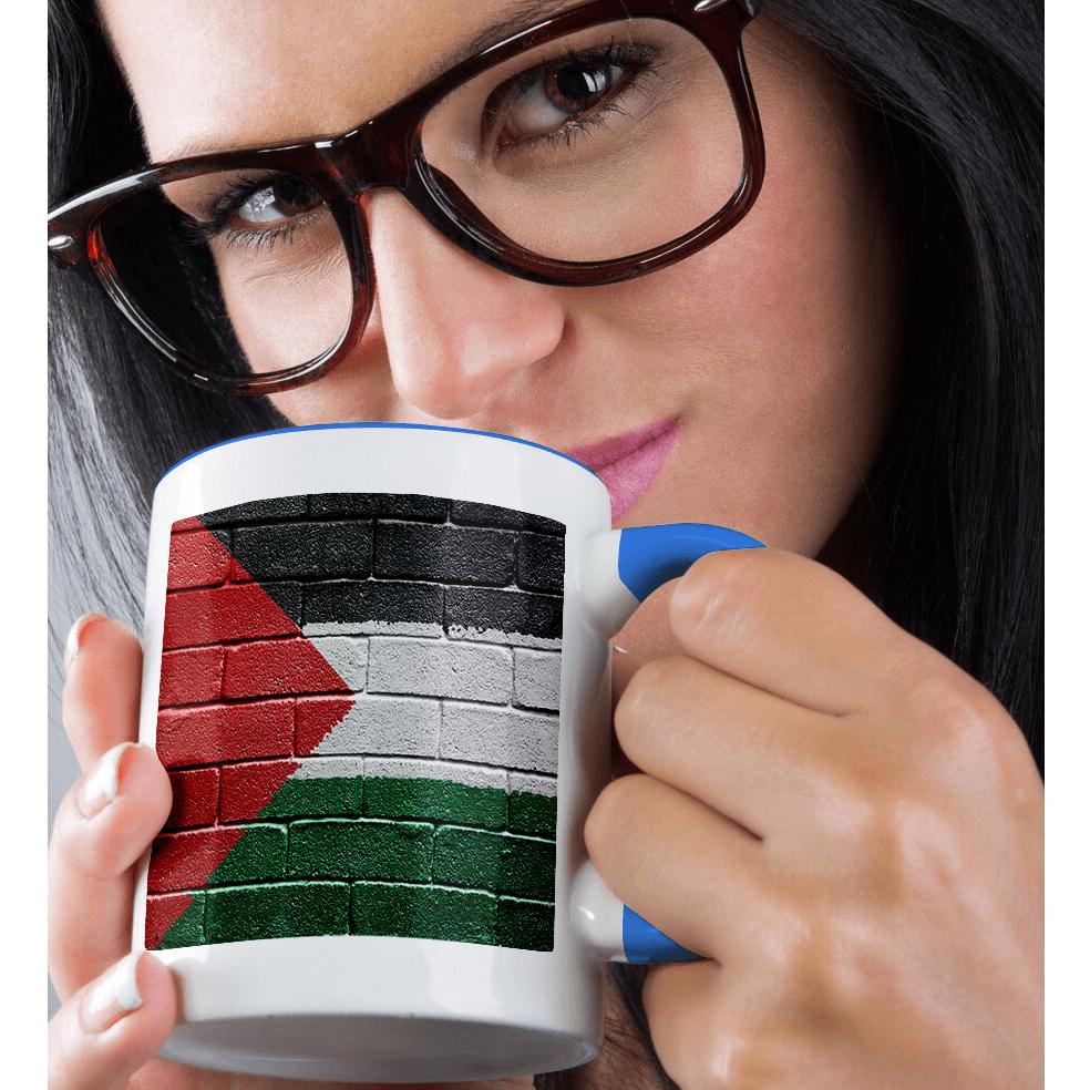 3dRose, bandiera nazionale della Palestina dipinta su un muro di mattoni palestinese, tazza - Foto 51 di 99