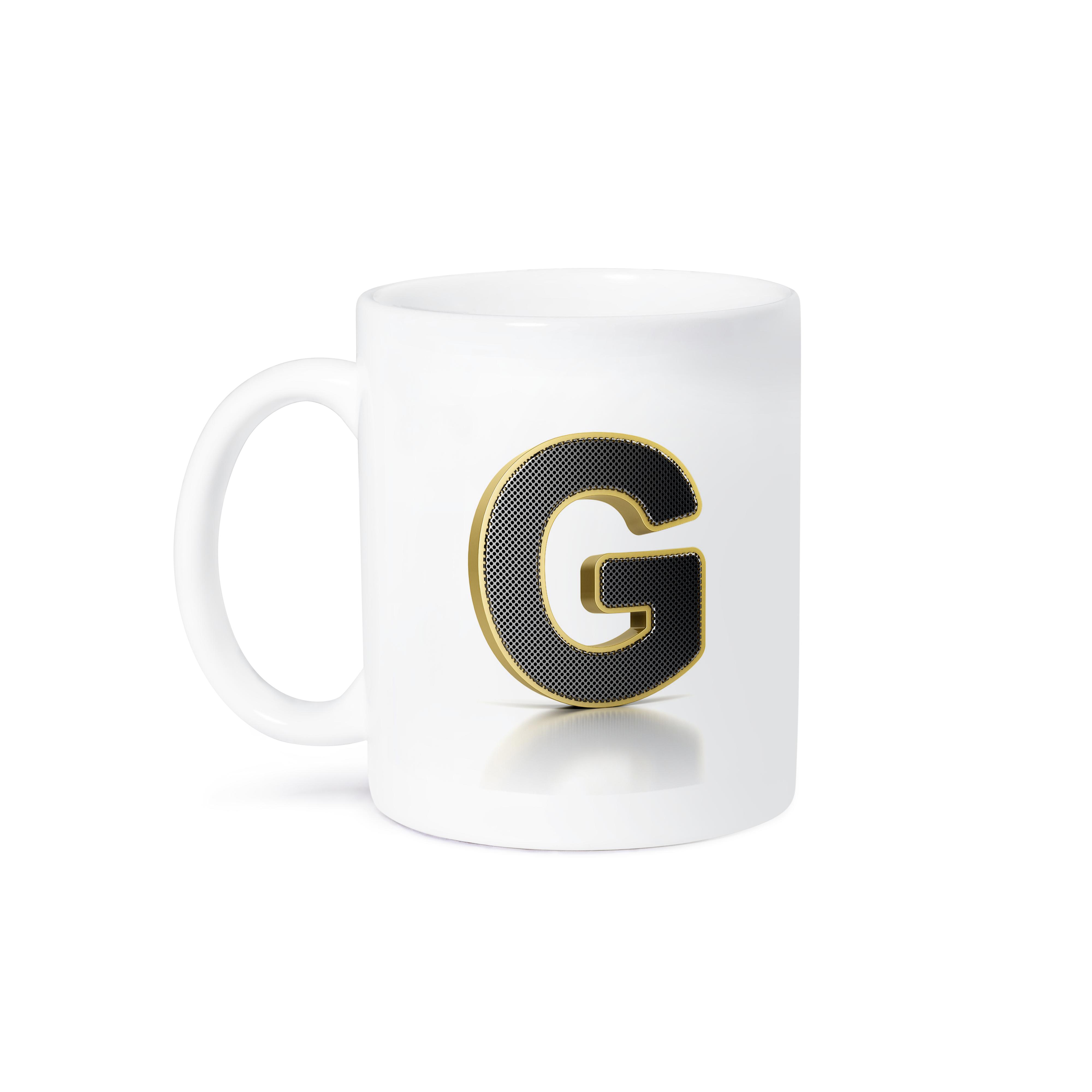 3dRose, Monogram letter G in golden metal with perforated front in gray, Mug - Bild 29 von 99