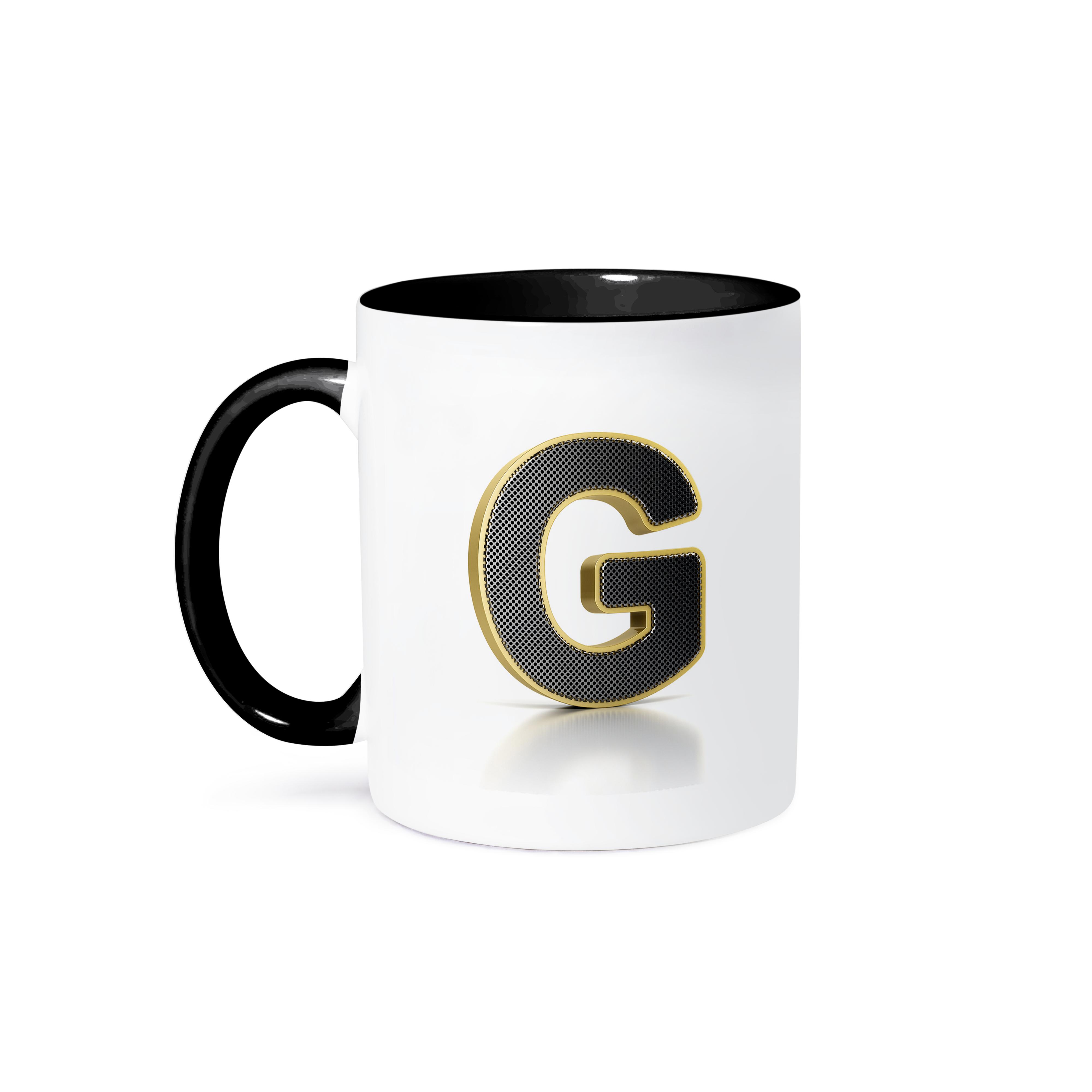 3dRose, Monogram letter G in golden metal with perforated front in gray, Mug - Bild 15 von 99