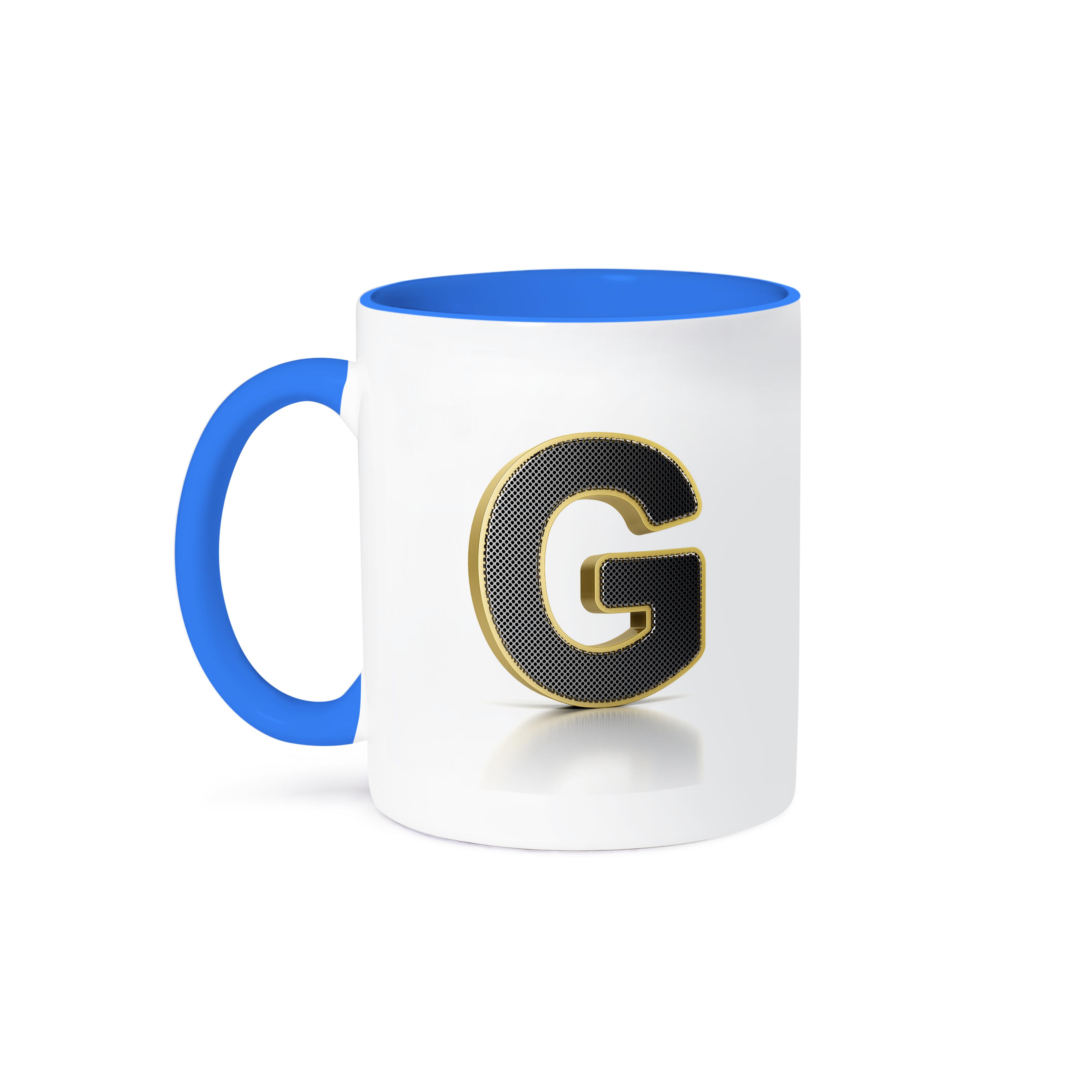 3dRose, Monogram letter G in golden metal with perforated front in gray, Mug - Bild 50 von 99