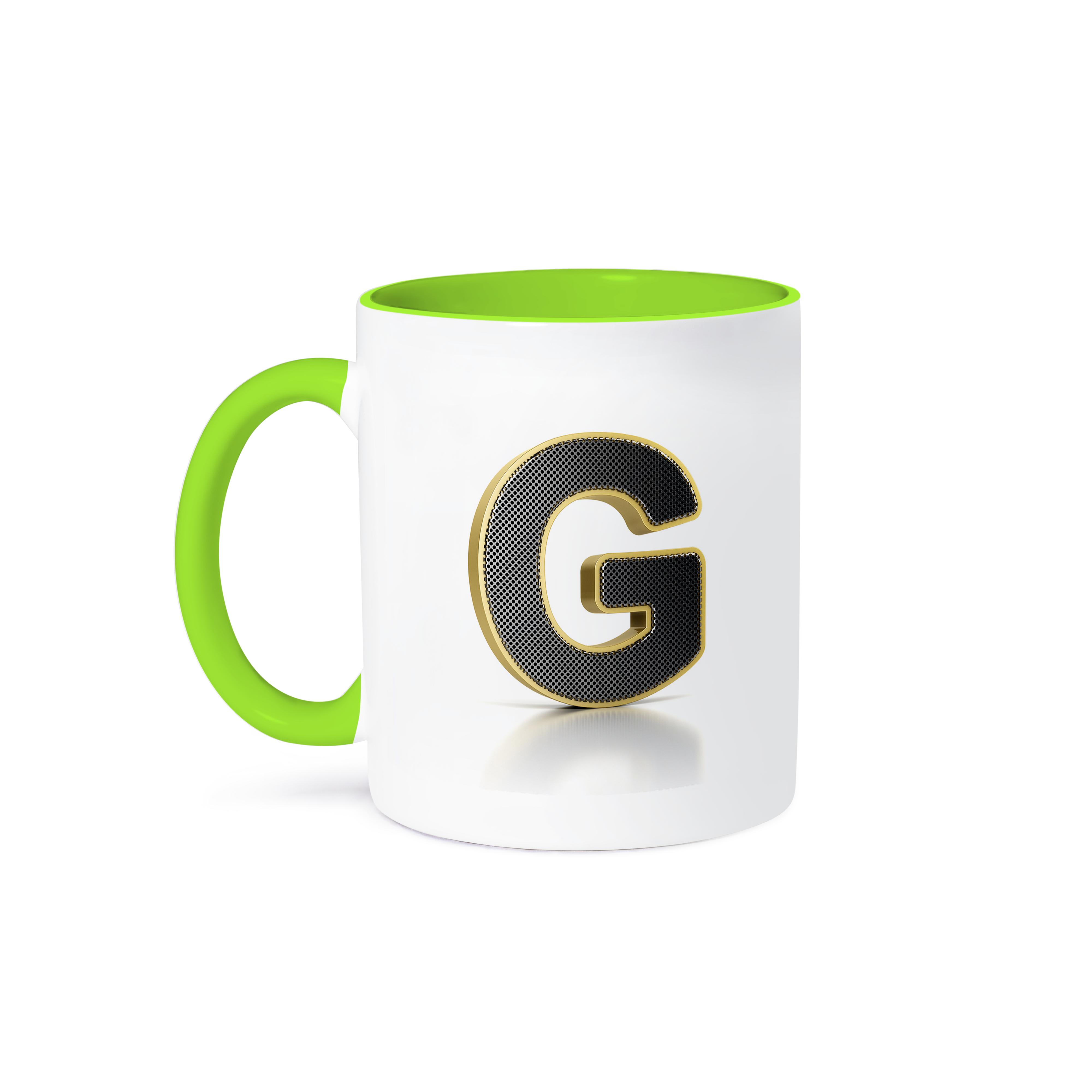 3dRose, Monogram letter G in golden metal with perforated front in gray, Mug - Bild 79 von 99