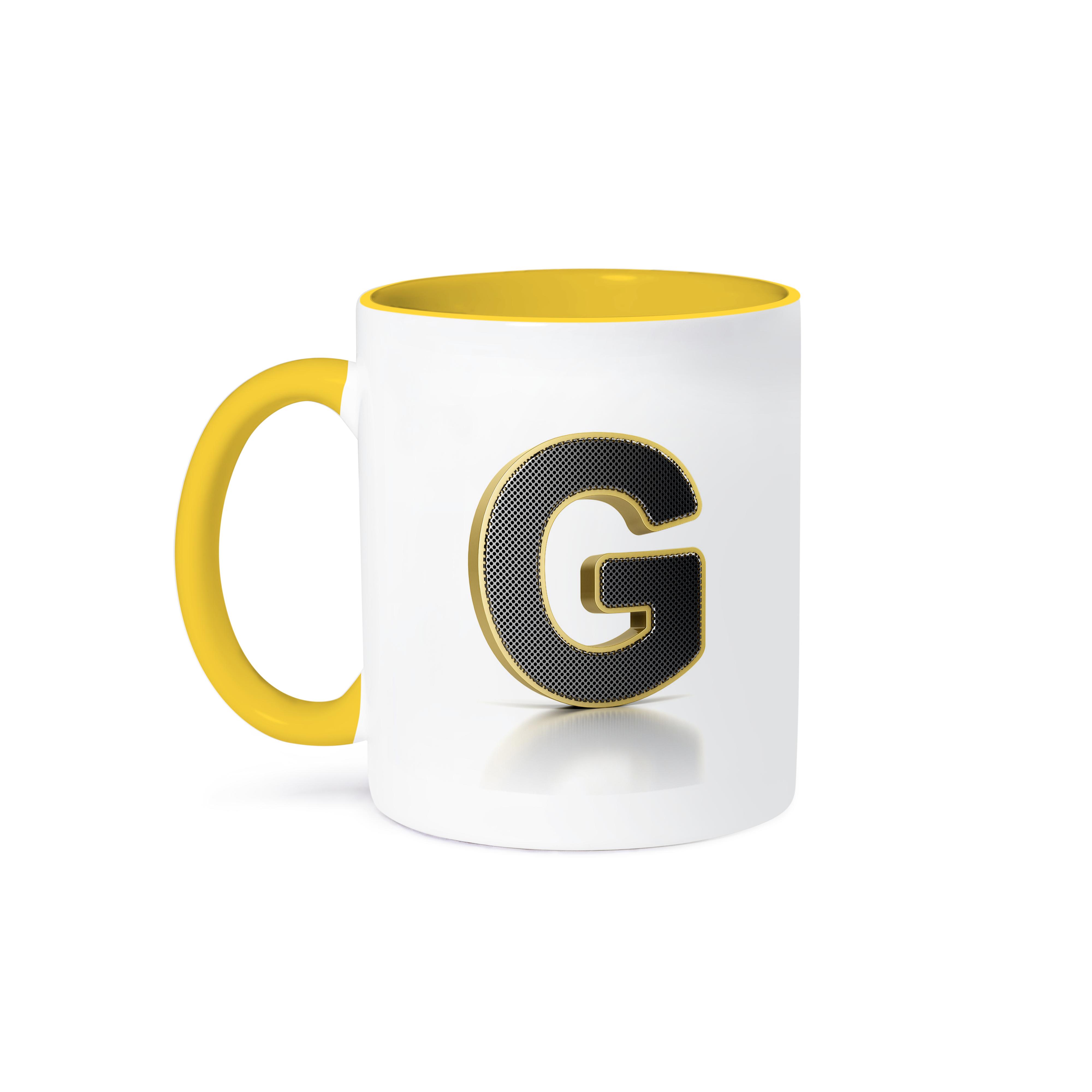 3dRose, Monogram letter G in golden metal with perforated front in gray, Mug - Bild 36 von 99