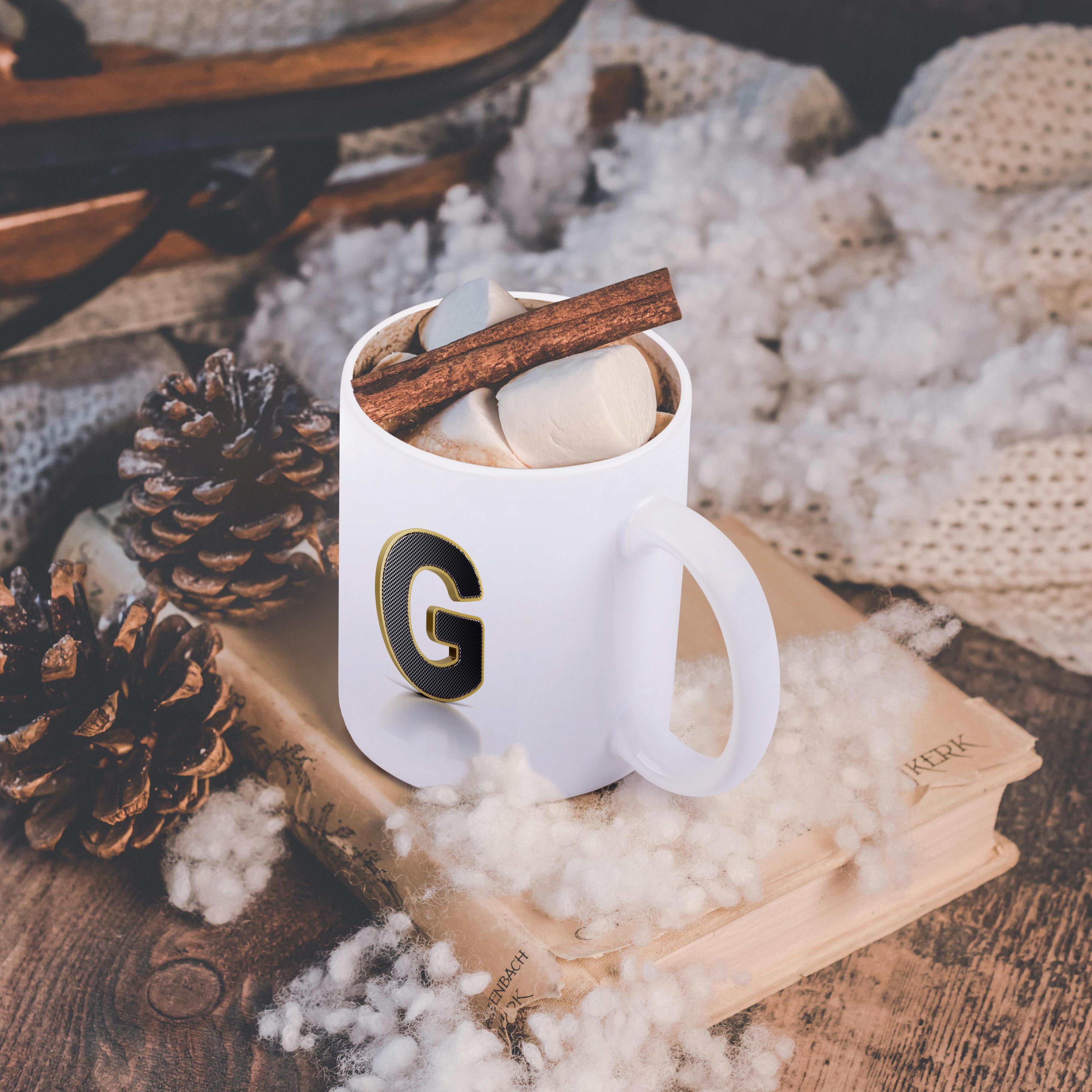 3dRose, Monogram letter G in golden metal with perforated front in gray, Mug - Bild 33 von 99
