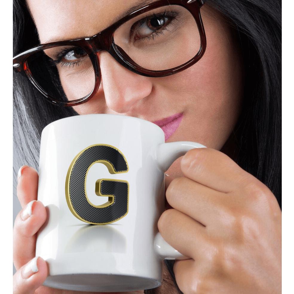 3dRose, Monogram letter G in golden metal with perforated front in gray, Mug - Bild 30 von 99