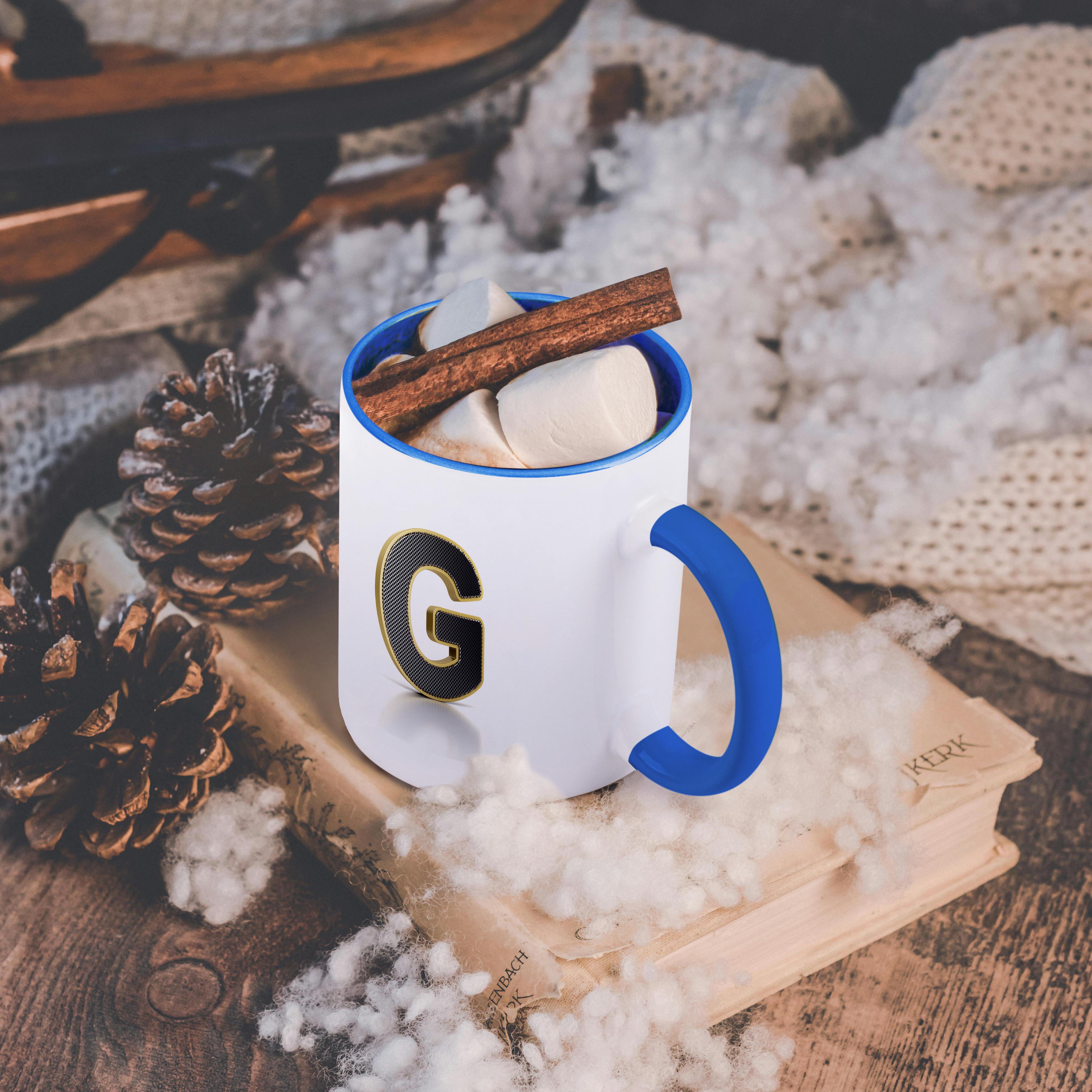 3dRose, Monogram letter G in golden metal with perforated front in gray, Mug - Bild 54 von 99