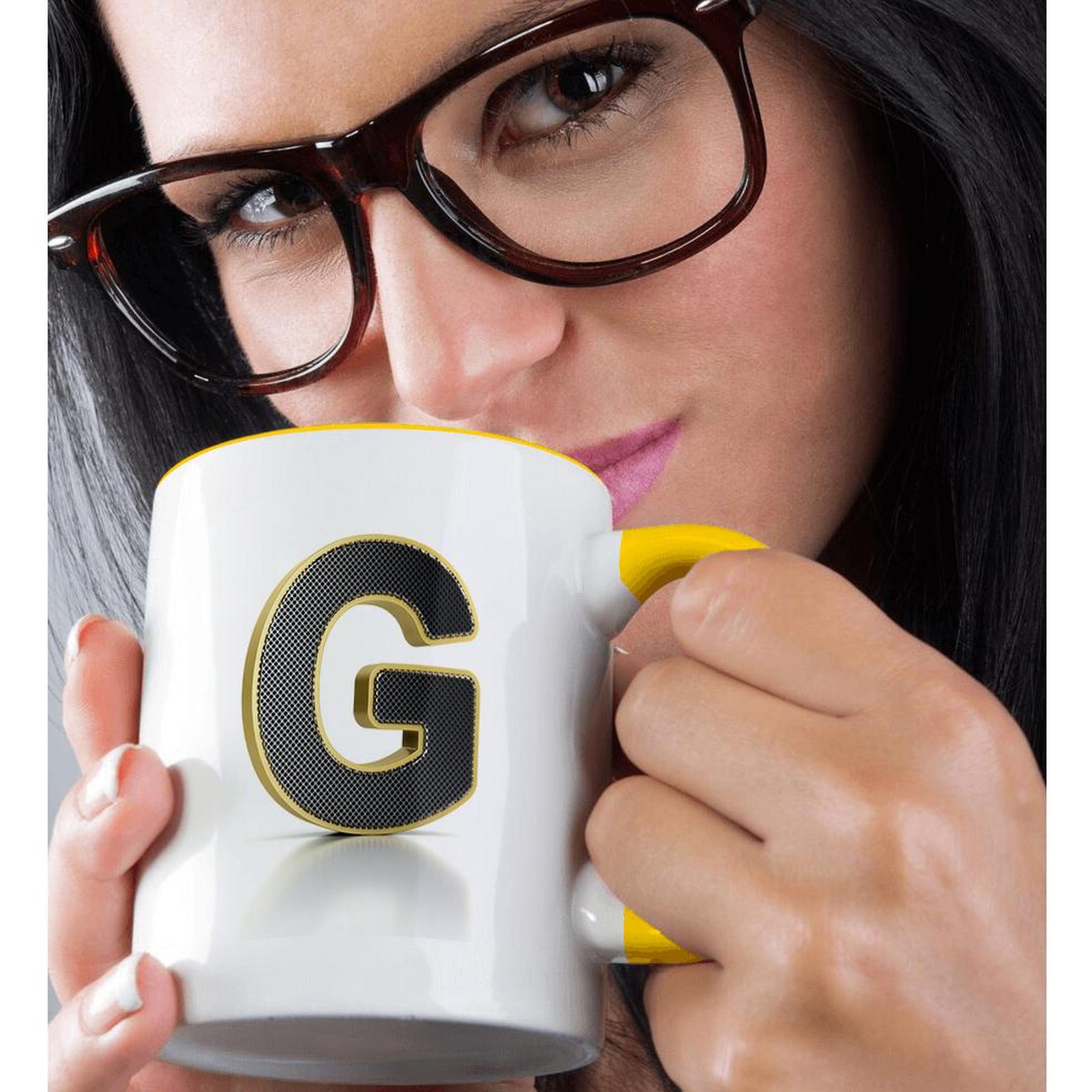 3dRose, Monogram letter G in golden metal with perforated front in gray, Mug - Bild 37 von 99