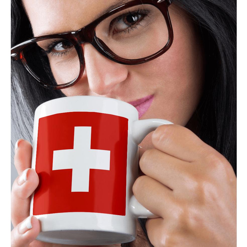 3dRose Flag of Switzerland - Swiss red and white cross - Europe - European... - Mugs (mug_158442)