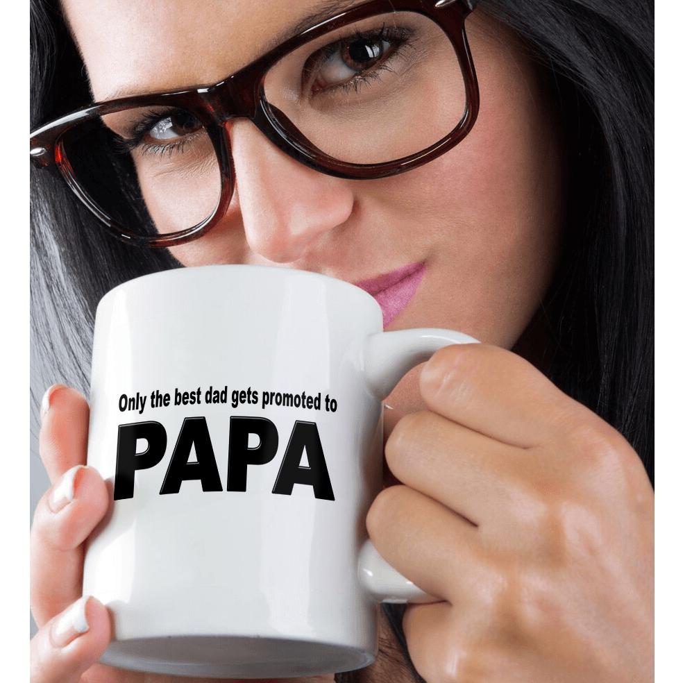 3dRose EvaDane - Funny Quotes - Only the best dad gets promoted to papa - Mugs (mug_161122)