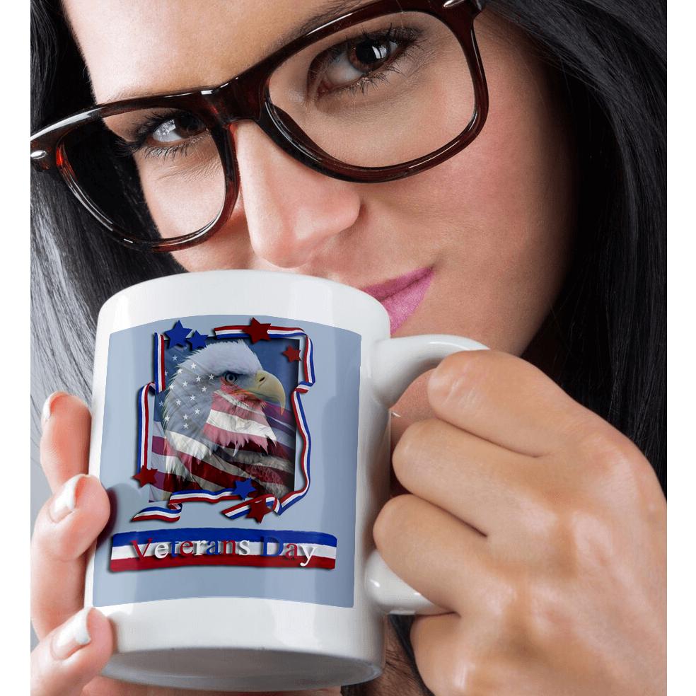 3dRose Beverly Turner Veterans Day Design - Veterans Day Patriotic Eagle - Mugs (mug_16341)
