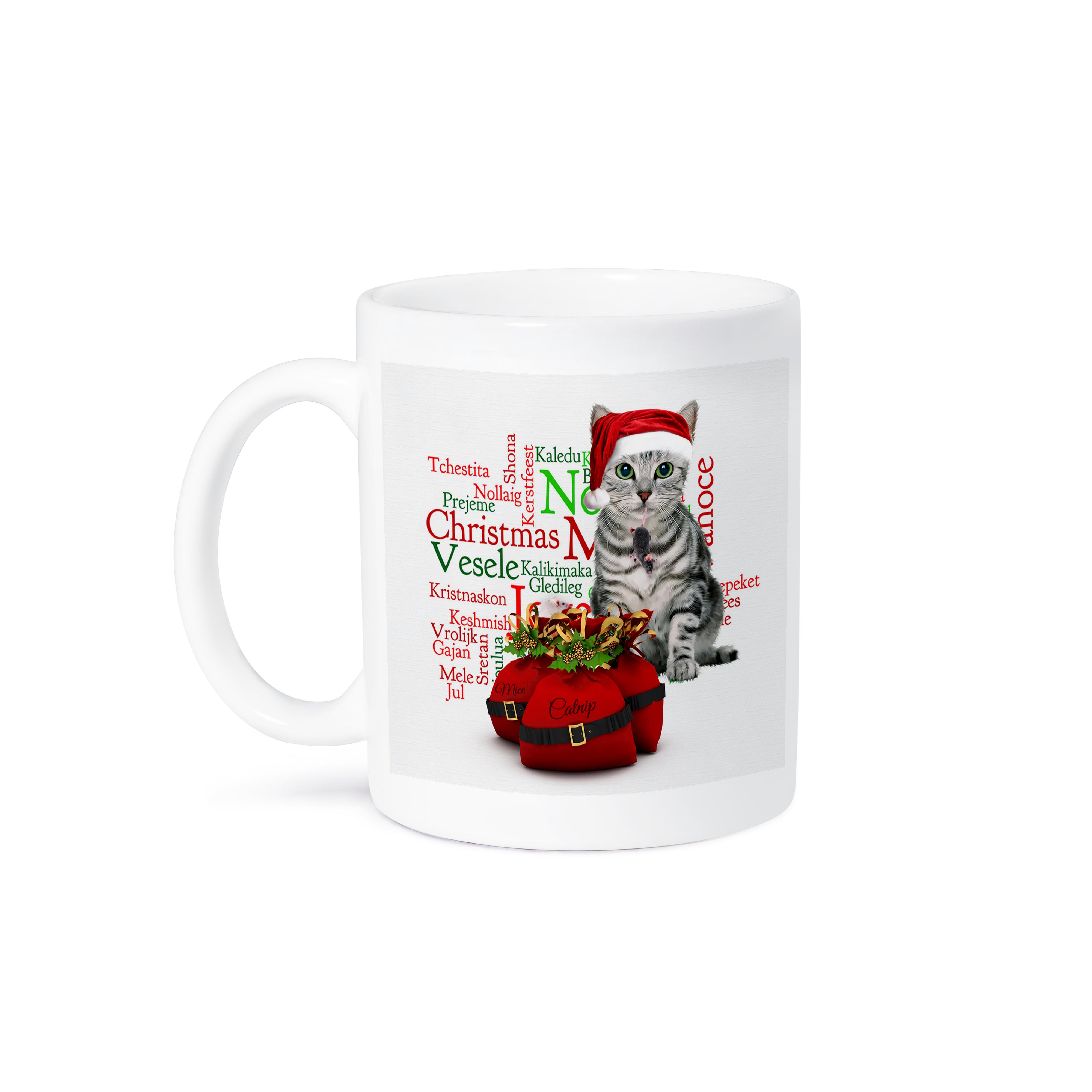 3dRose, Weihnachten Tabby Katze mit Maus in Nikolausmütze, Tasse - Bild 15 von 99