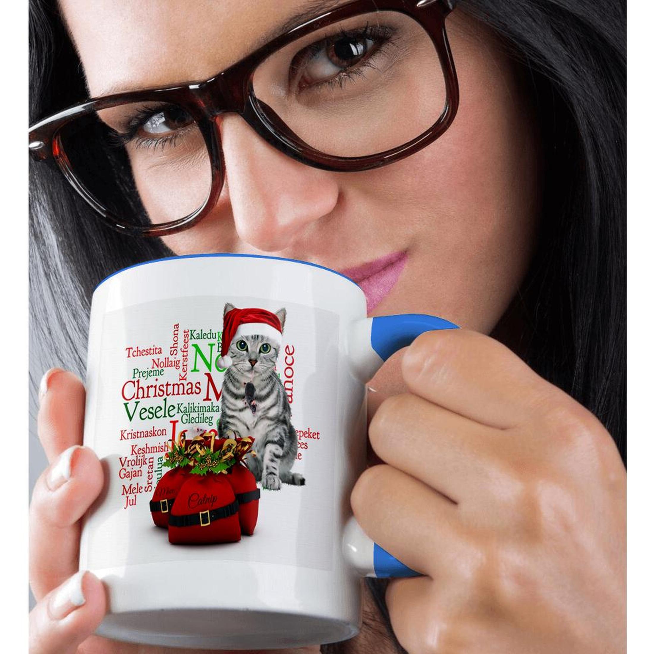 3dRose, Weihnachten Tabby Katze mit Maus in Nikolausmütze, Tasse - Bild 44 von 99
