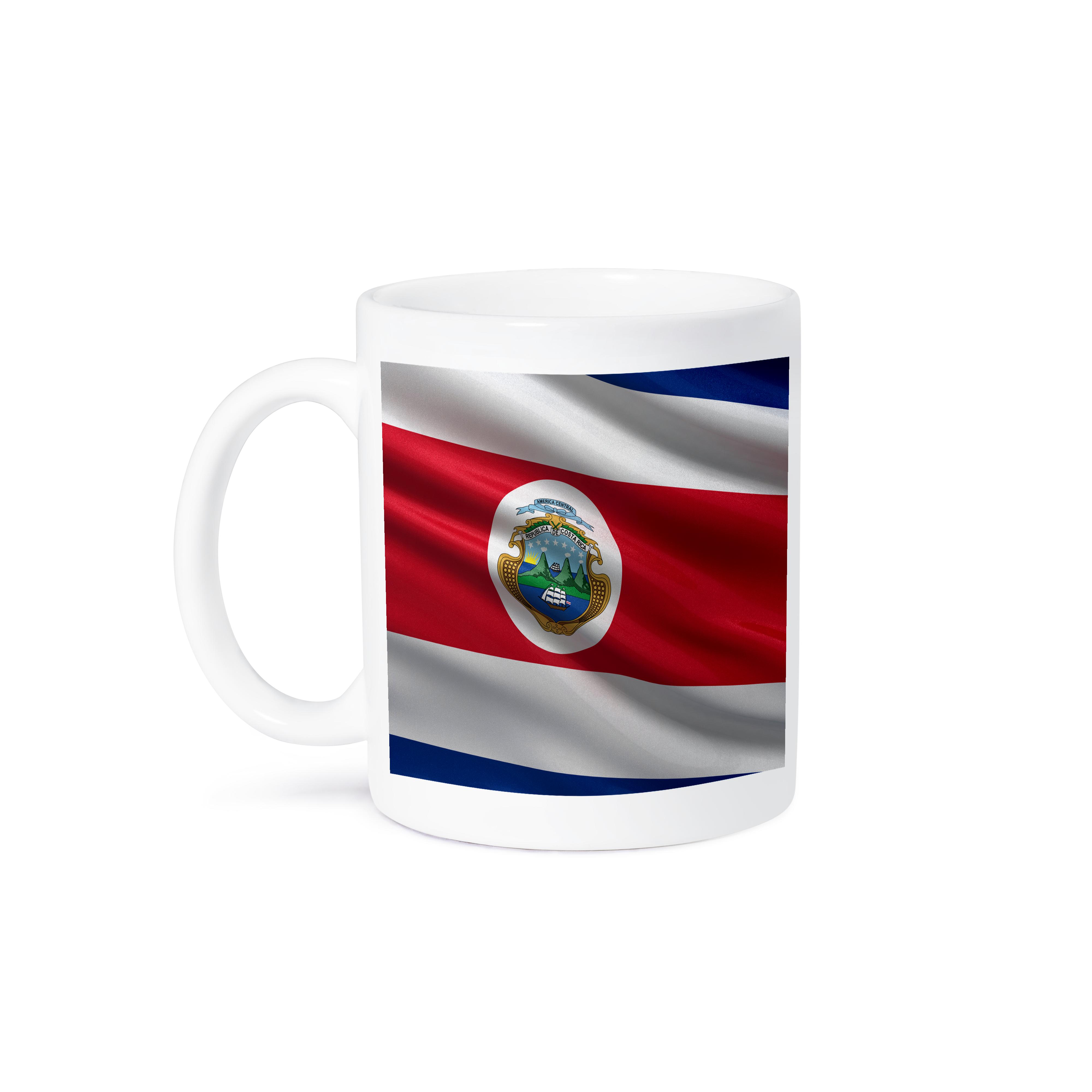 3dRose Carsten Reisinger - Illustrations - Flag of Costa Rica waving in the wind - Mugs (mug_178745)