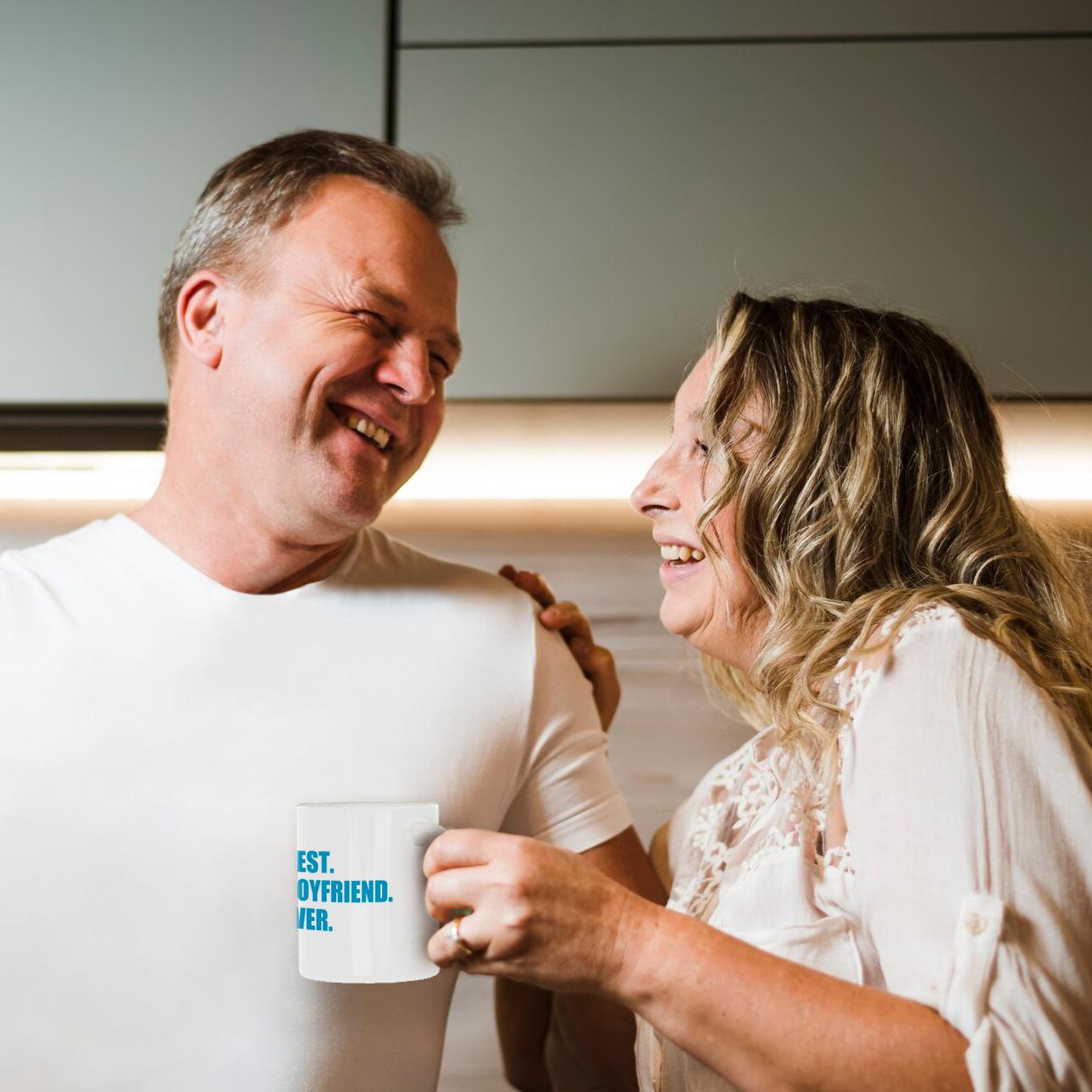 3dRose Blue Best Boyfriend Ever text anniversary valentines day gift for him - Mugs (mug_179710)