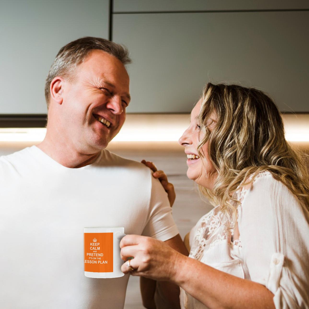 3dRose Orange Keep Calm and Pretend its on the Lesson Plan funny teacher gift - Mugs (mug_179743)