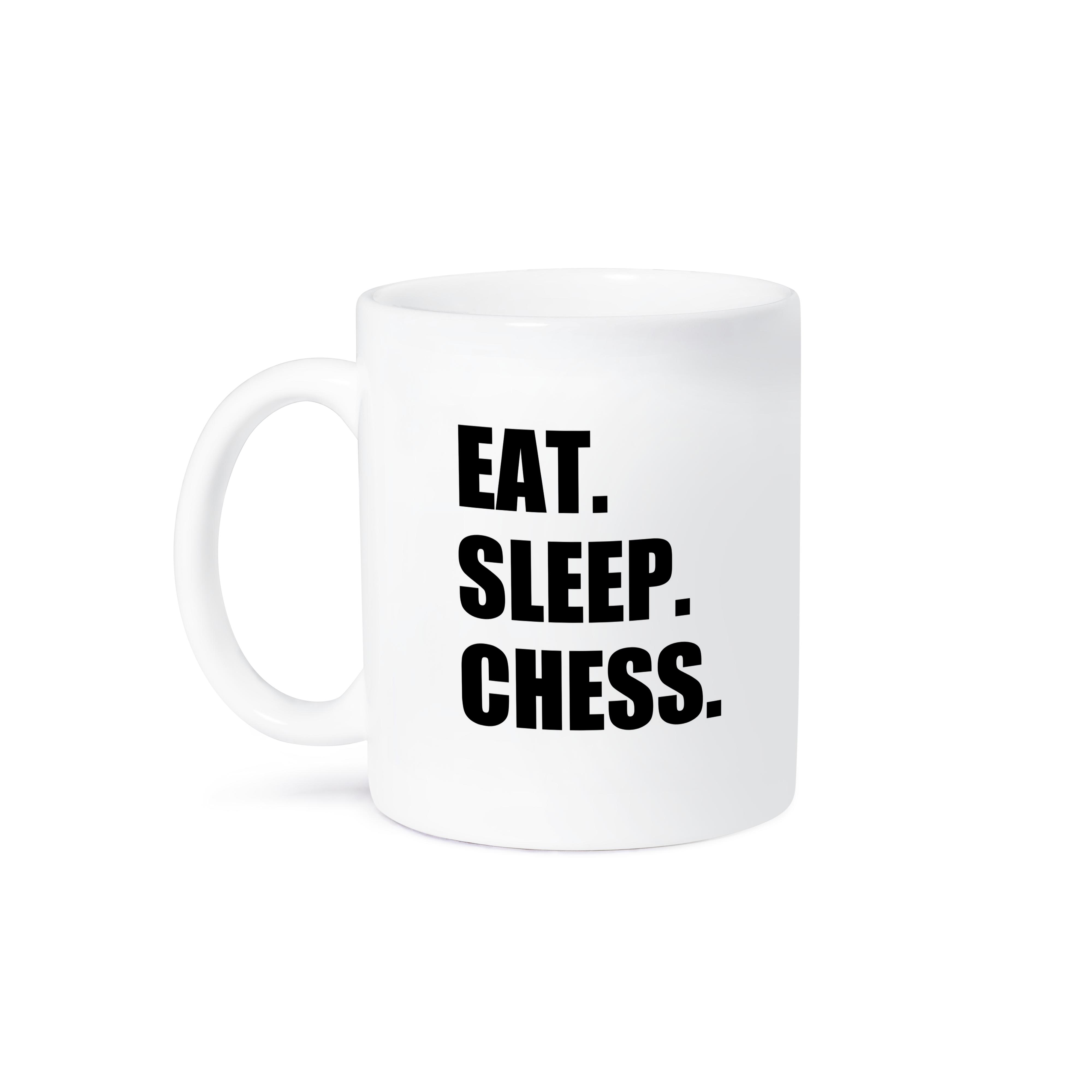 3dRose Eat Sleep Chess - passionate player - game playing passion black text - Mugs (mug_180389)
