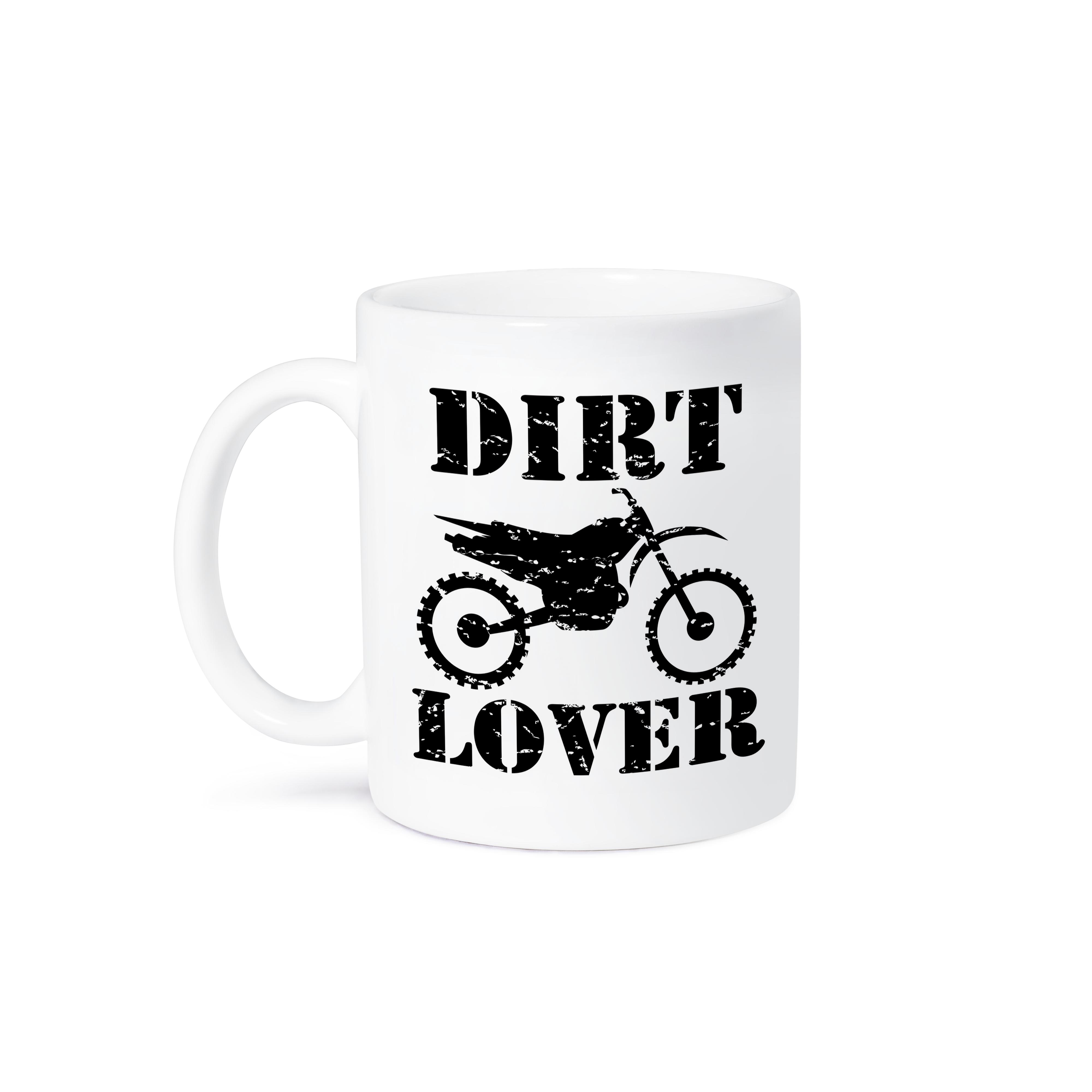 3dRose Distressed illustration of a Dirt Bike with dirt lover black text - Mugs (mug_180549)