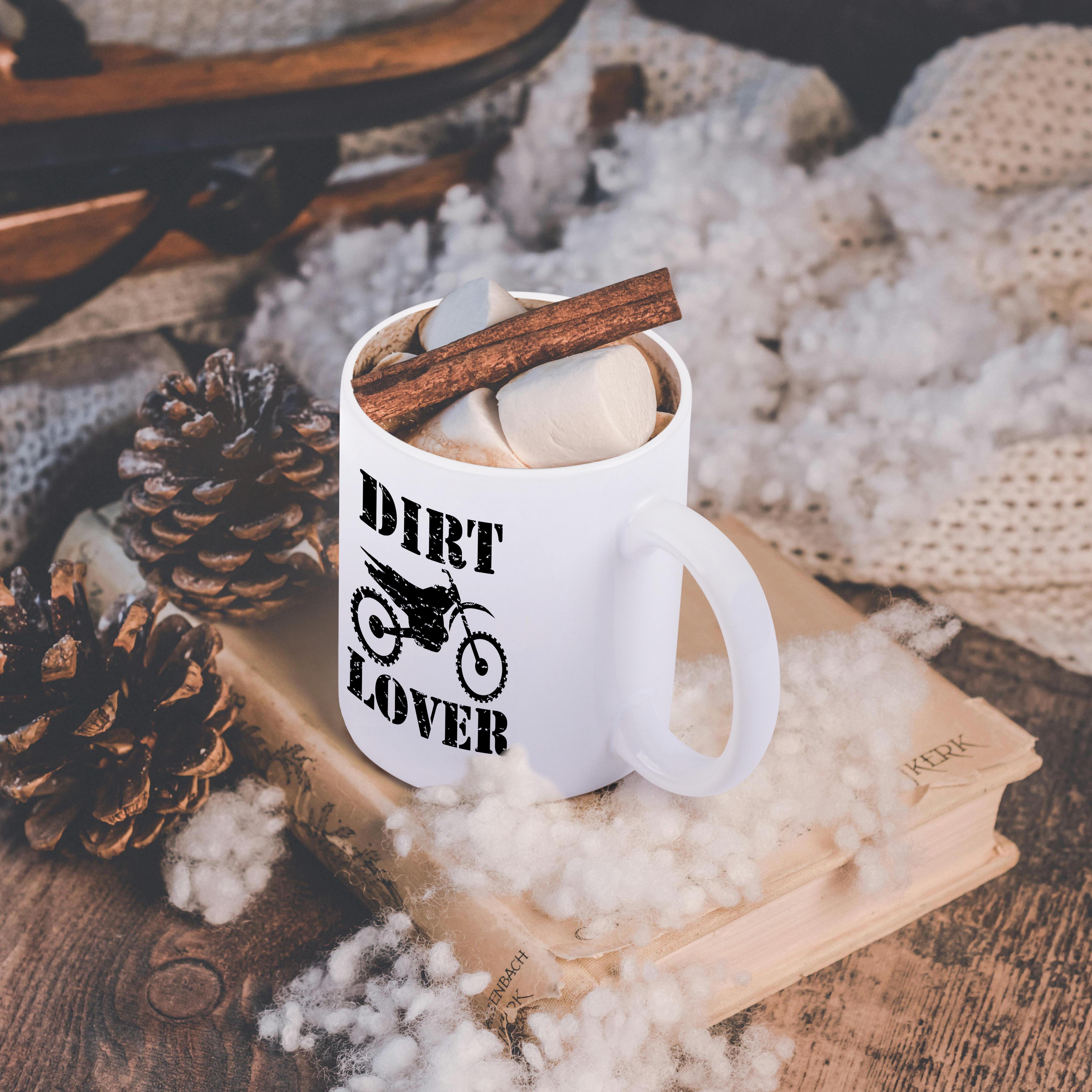 3dRose Distressed illustration of a Dirt Bike with dirt lover black text - Mugs (mug_180549)