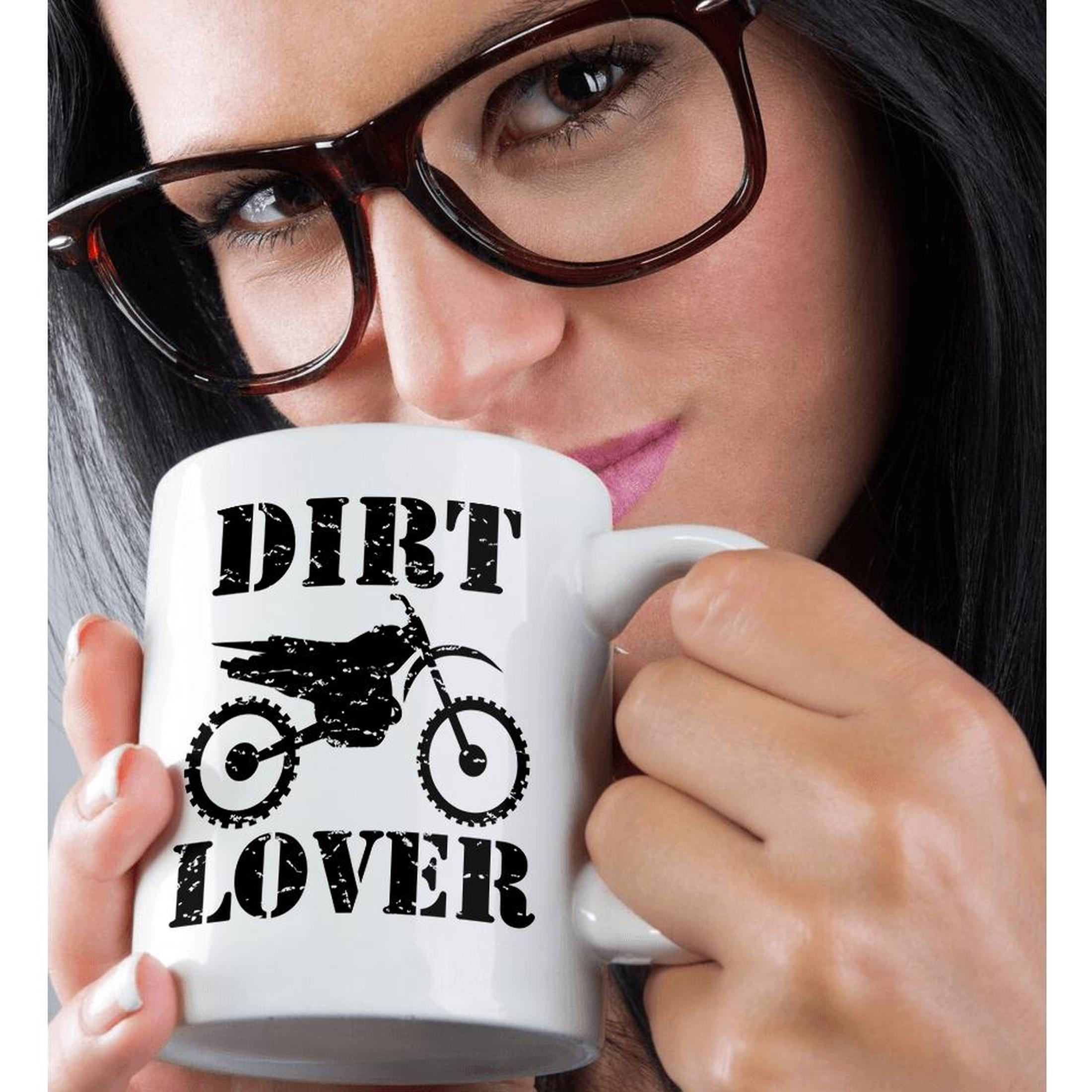 3dRose Distressed illustration of a Dirt Bike with dirt lover black text - Mugs (mug_180549)