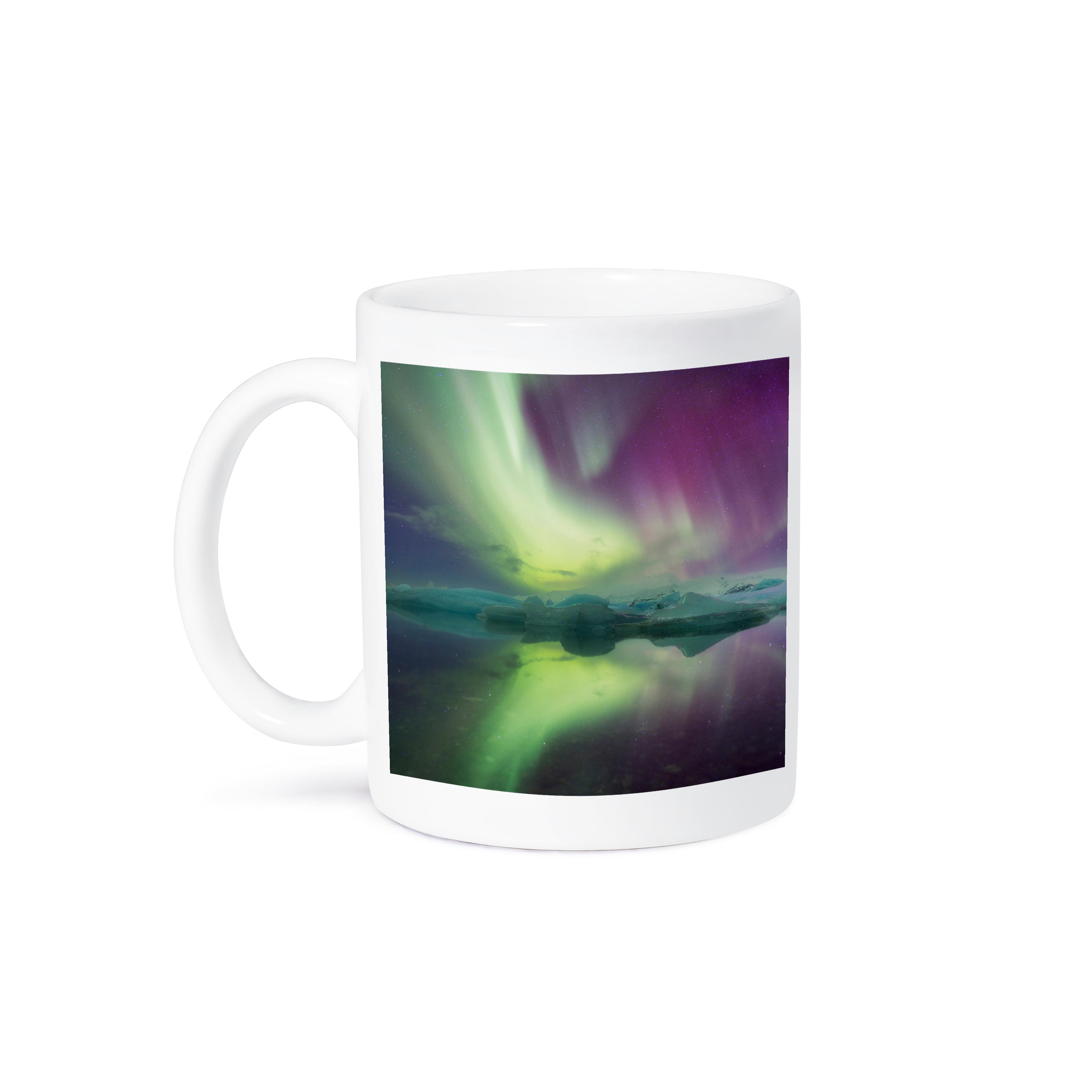 3dRose, Island, Jokulsarlon. Aurora Lichter reflektieren in Lagune. , Tasse - Bild 15 von 99